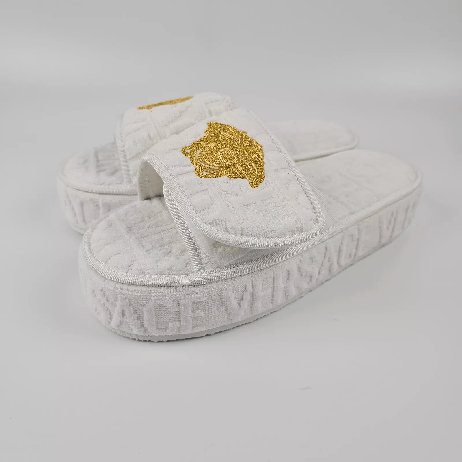 Versace VERSACE Allover White Cotton Slippers New Size US 5 / EU 37 - 1 Thumbnail