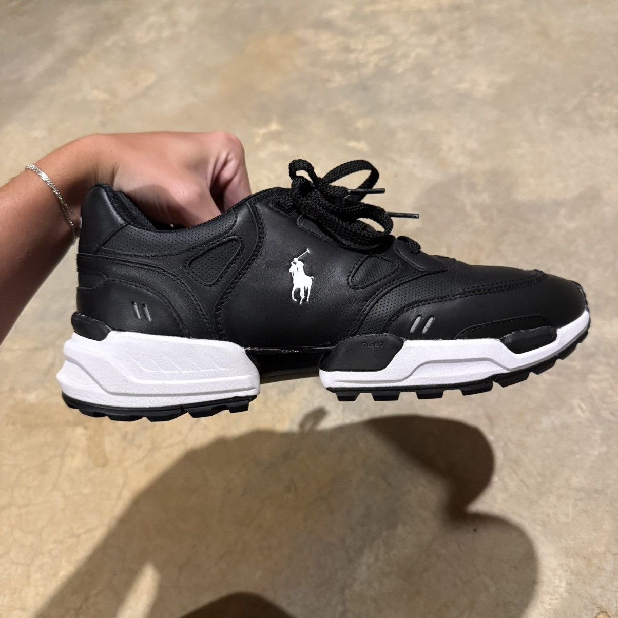 Polo Ralph Lauren Polo Ralph Lauren Pony Black Leather Jogger Sneakers US 10.5 Size US 10.5 / EU 43-44 - 7 Thumbnail
