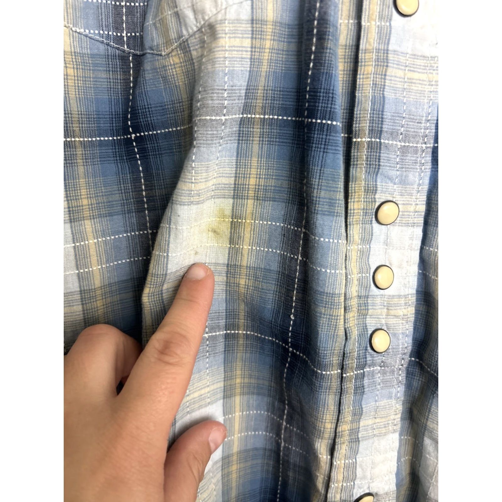 Roper VINTAGE Roper Shirt Plaid Blue Long Sleeve XL Mens Cotton Pearl Snap Button-Up Size US XL / EU 56 / 4 - 4 Thumbnail