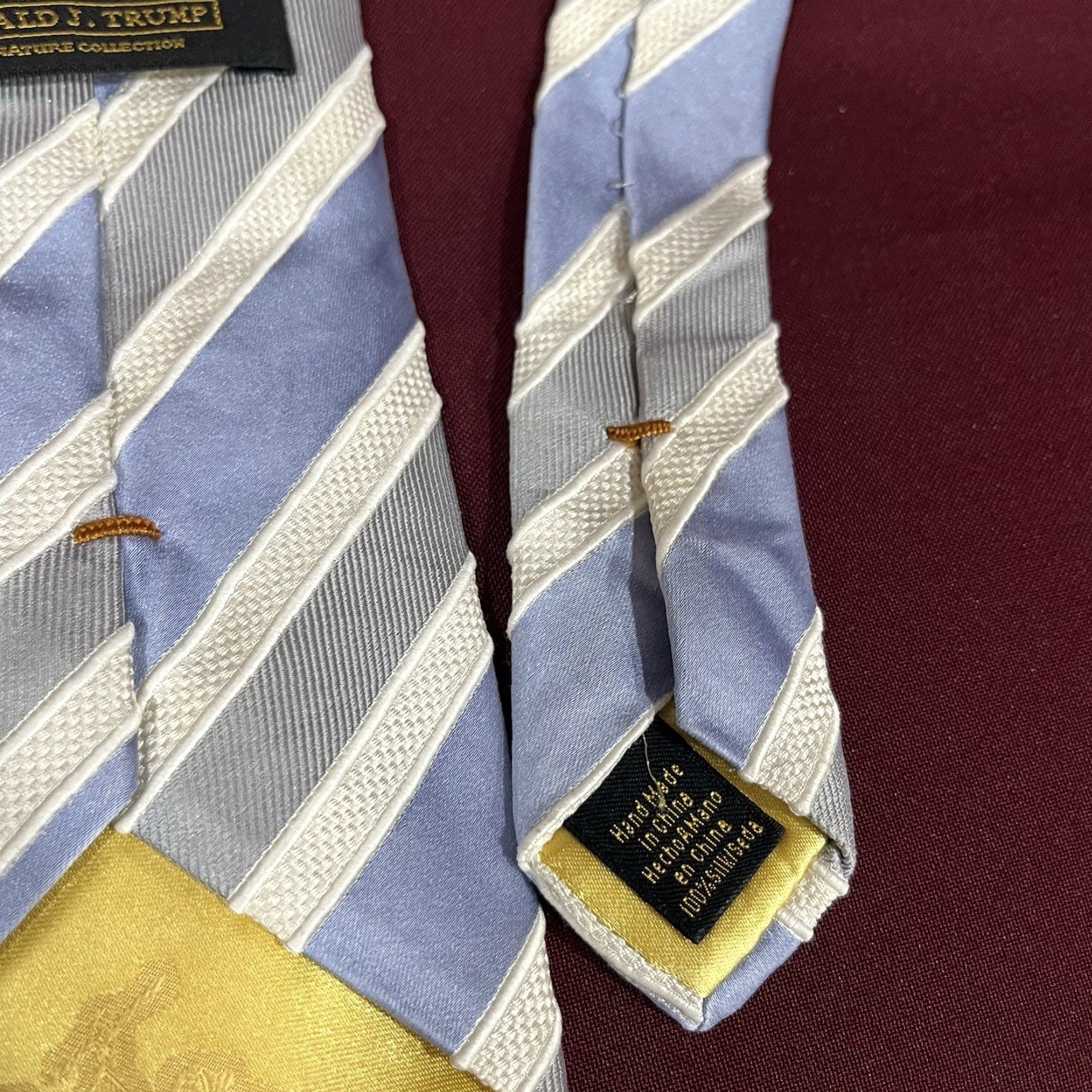 Vintage DONALD J TRUMP Tie Necktie Blue Silver Striped 100% Silk Signature Collection Designer Men Tie 59 in. Blue Silver Striped Size ONE SIZE - 2 Thumbnail