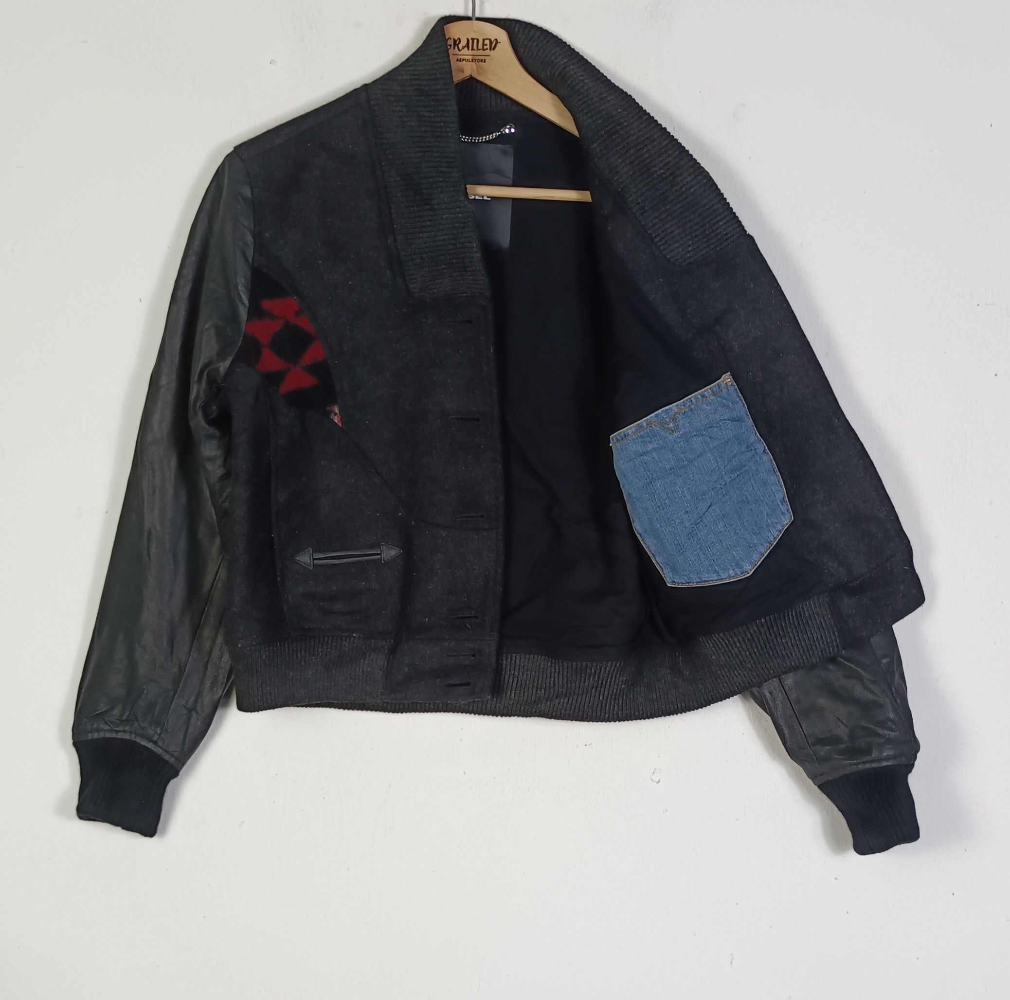 Diesel Vintage Diesel Blouson Leather Wool Varsity Size US M / EU 48-50 / 2 - 2 Thumbnail