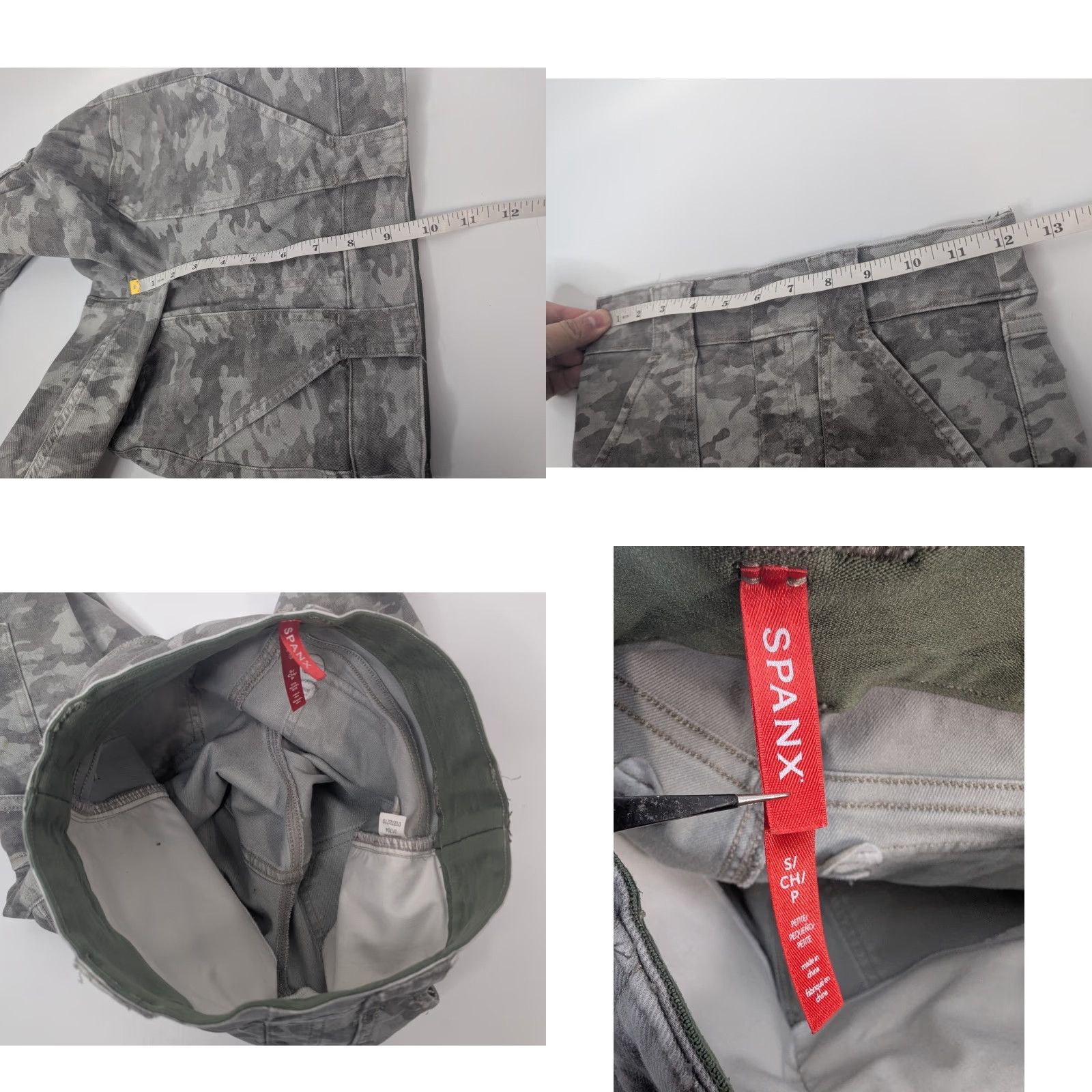 Spanx Spanx Stretch Twill Cargo Ankle Pants Gray Olive Camo Womens Small Petite 20311Q Slim Pockets Button Cargo Pants Size 28" / US 6 / IT 42 - 8 Thumbnail