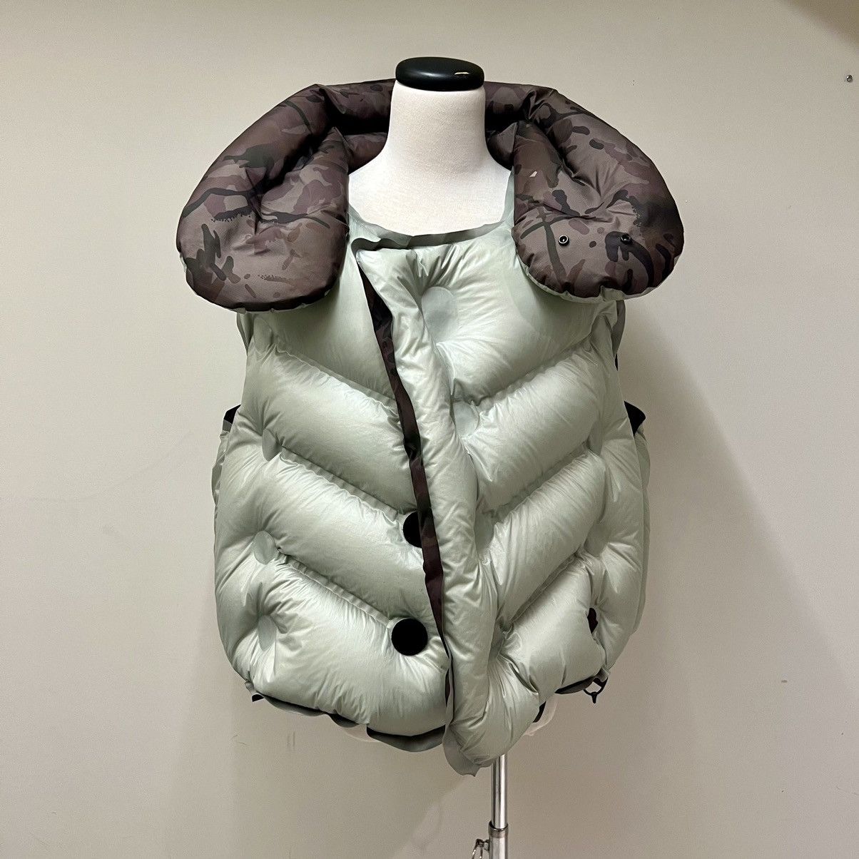 image of Moncler Genius Moncler Dingyun Zhang Reversible Grey Brown Down Aloby Vest, Men's (Size Small)