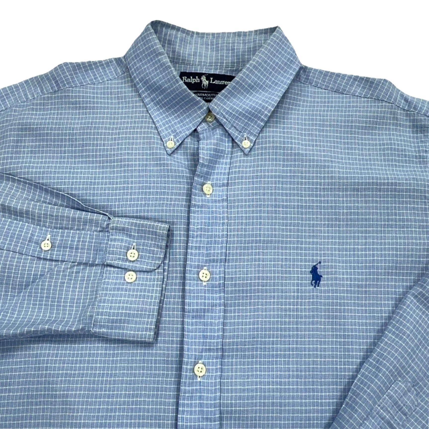 Ralph Lauren Ralph Lauren Shirt Men 16.5 34 Blue Plaid Button Up Dress Yarmouth Pony Adult Size 46R - 5 Thumbnail
