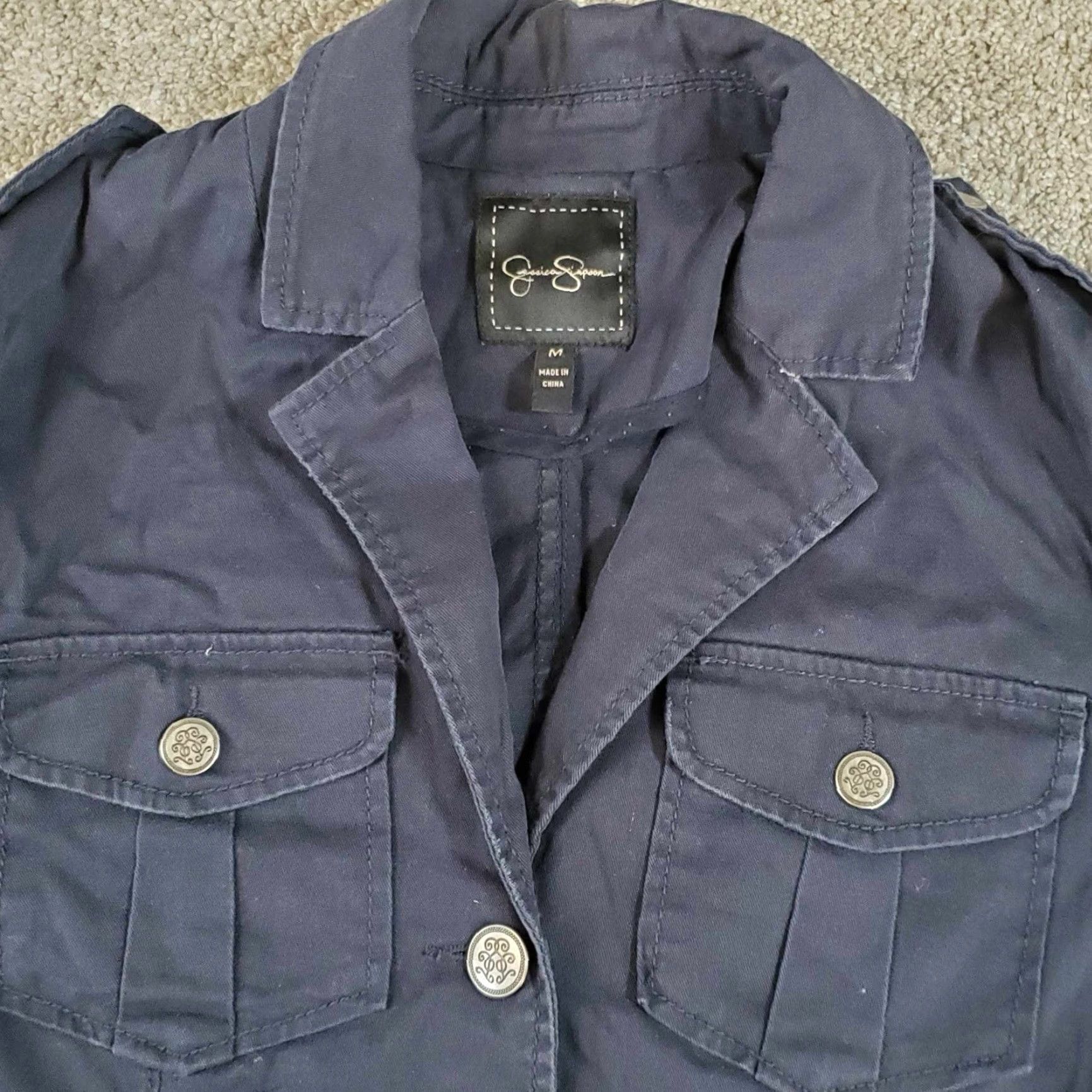 Jessica Simpson VINTAGE Jessica Simpson Jacket Women M Blue Basic Jacket Size M / US 6-8 / IT 42-44 - 2 Thumbnail