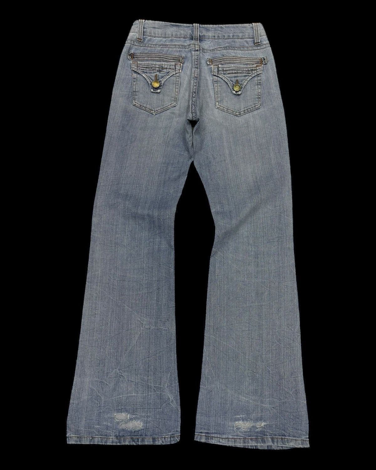 If Six Was Nine 💥90s Flare Jeans Bootcut Wavelist Distressed Denim Hype Size US 28 / EU 44 - 5 Thumbnail