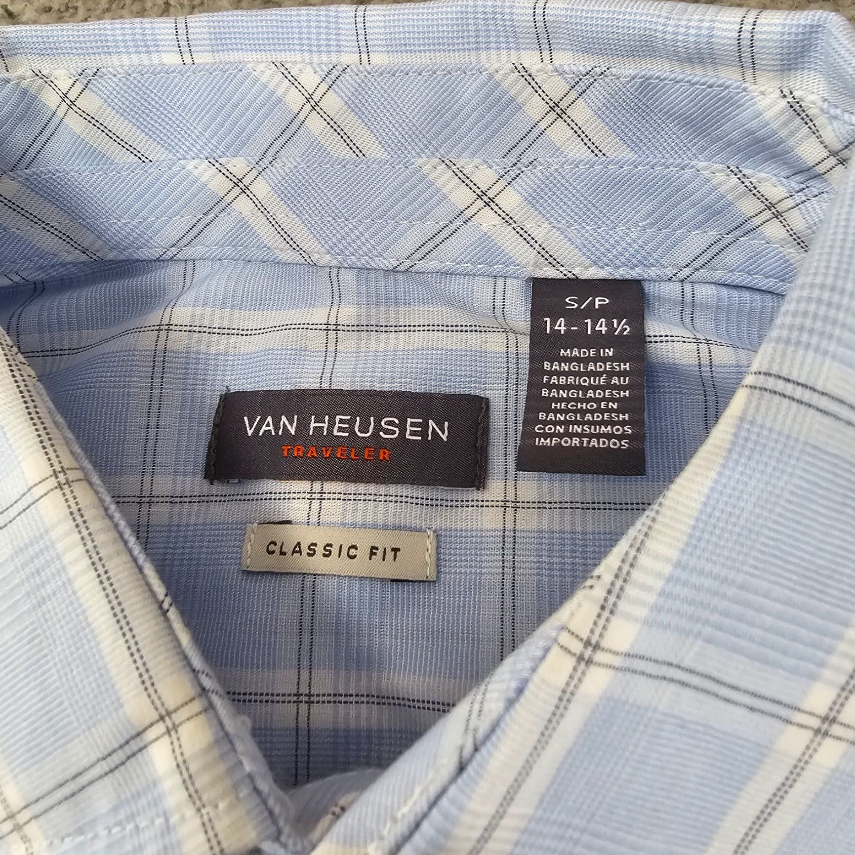 Van Heusen Van Heusen Shirt Mens Small Blue Check Classic Fit Travel Long Sleeve Button Up Size US S / EU 44-46 / 1 - 4 Thumbnail
