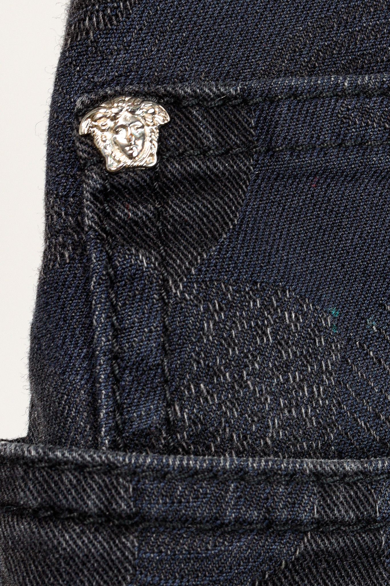 Versace Versace Cody Navy & Black Jacquard Slim-Fit Jeans Size 36" / US 14 / IT 50 - 10 Thumbnail
