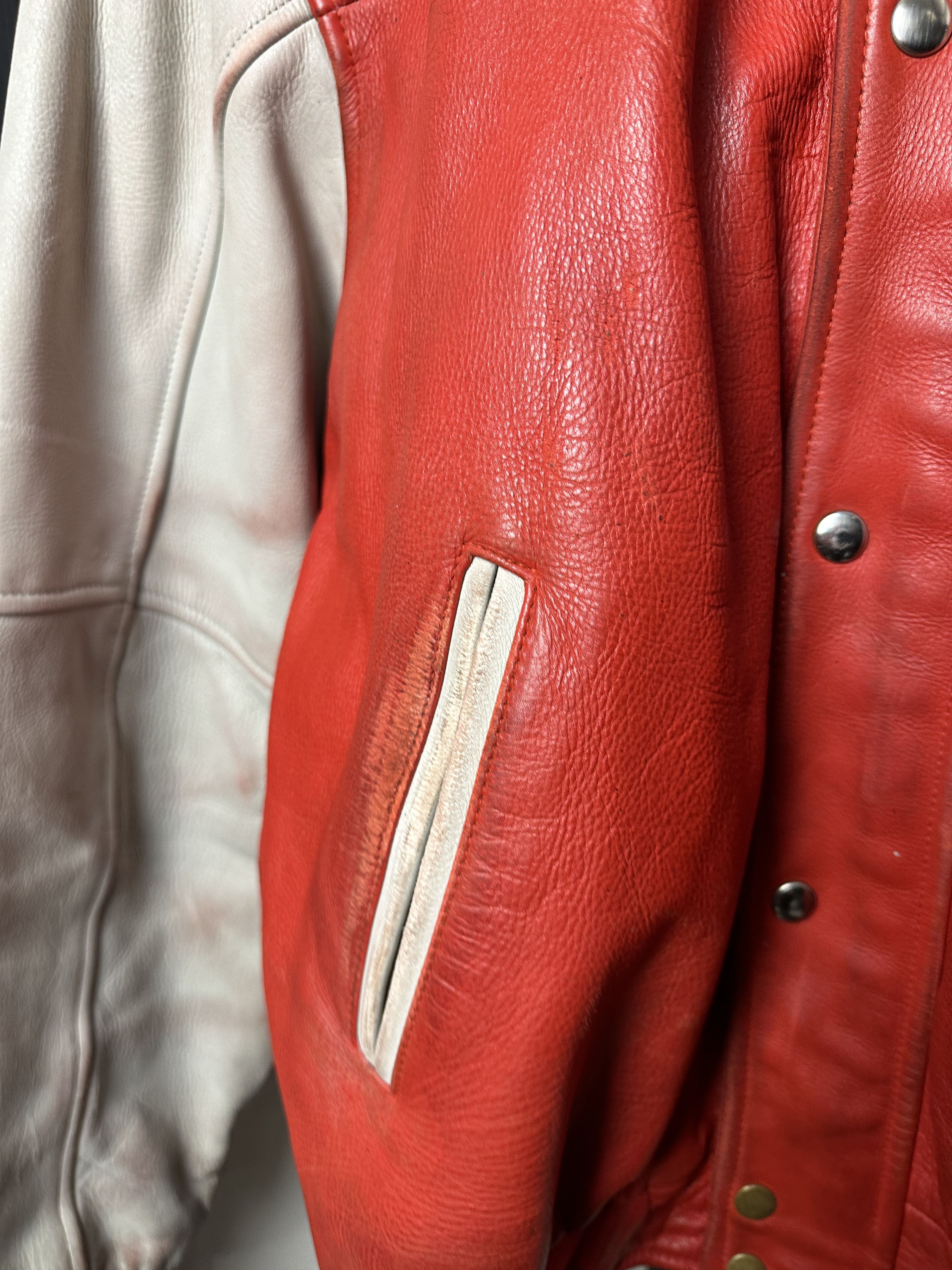 Genuine Leather Genuine Leather Red Bomber Jacket Size US XL / EU 56 / 4 - 3 Thumbnail