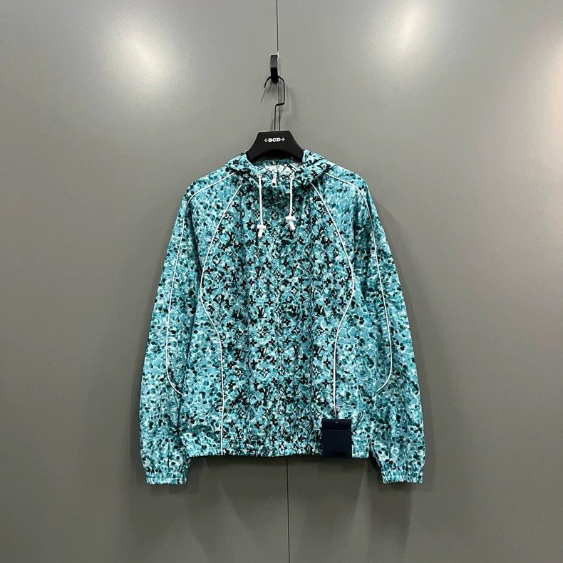 Louis Vuitton Louis Vuitton Blue hooded jacket with full logo jacket 2501 Size US S / EU 44-46 / 1 - 1 Thumbnail