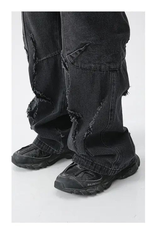 VIBE Baggy Ripped Jeans Frayed Zipper Pockets cargo Pants Hip-hop Size US 32 / EU 48 - 7 Thumbnail
