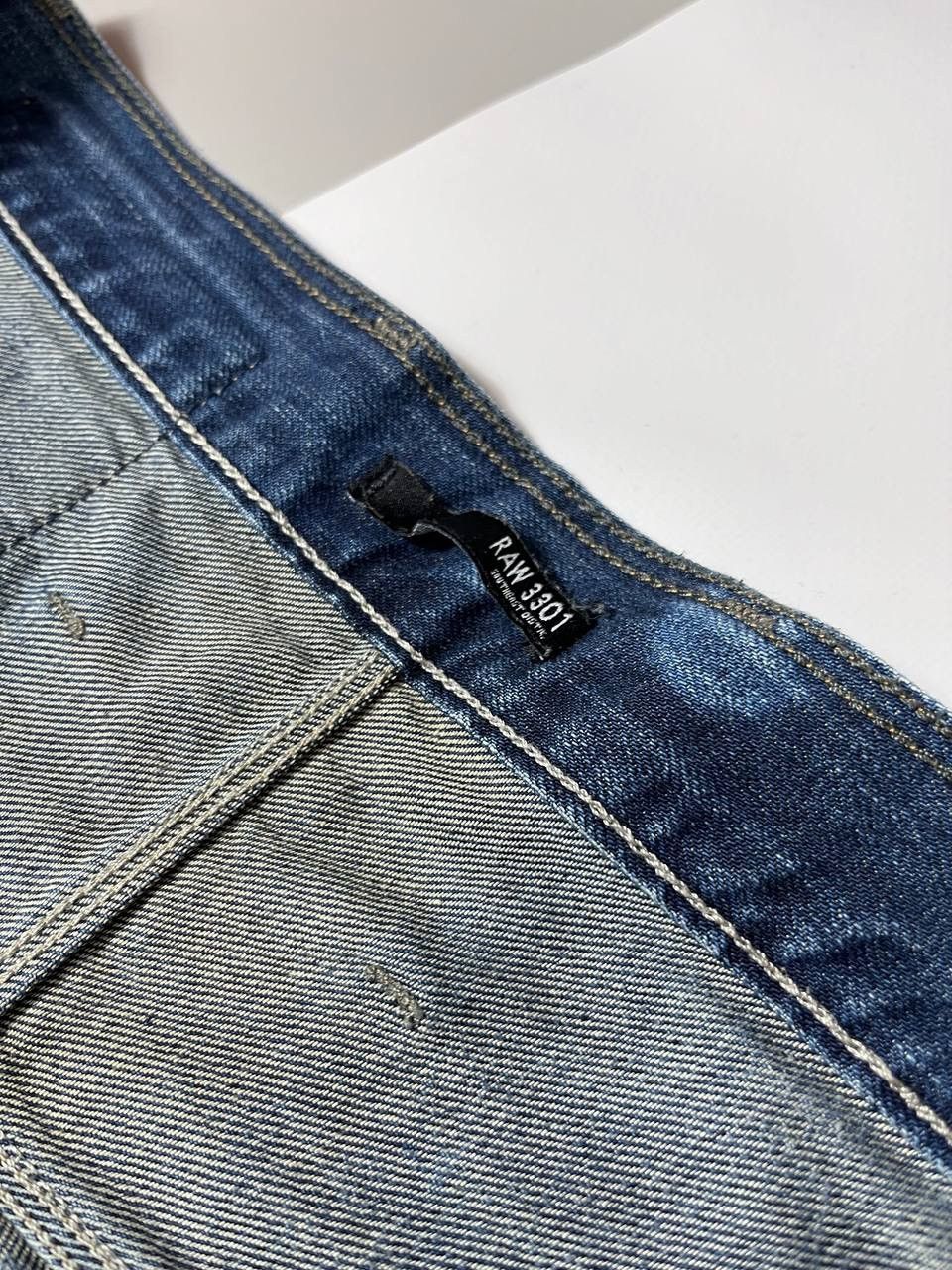 G-Star G Star Raw 3301 Denim Jeans Mens 31x34 Blue Distressed Moto Size US 31 - 11 Thumbnail