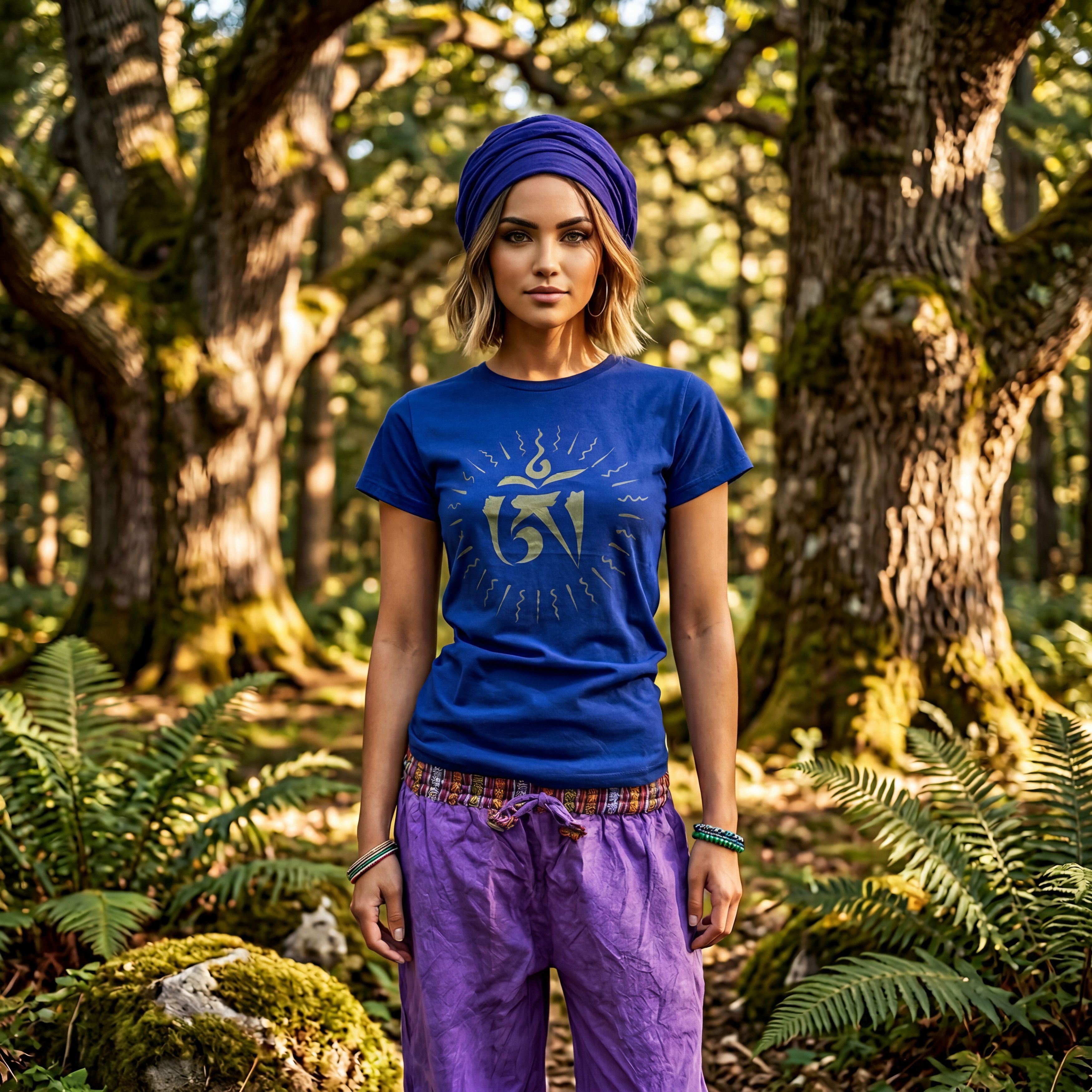 Other Tibetan Om Symbol Painted Tee: 100% Organic Cotton T Shirt Size S / US 4 / IT 40 - 1 Thumbnail