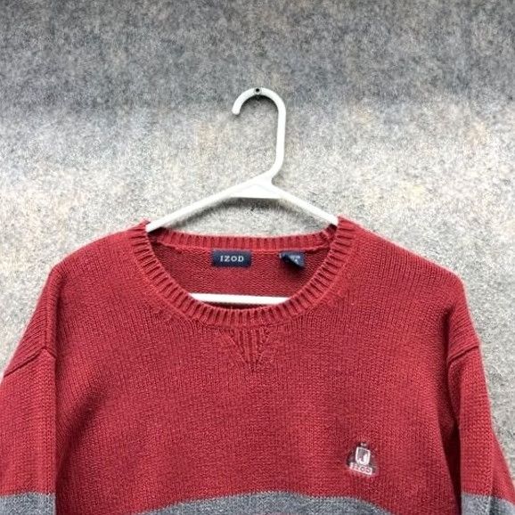 Izod VINTAGE Izod Sweater Men Small Red Pullover Crewneck Cotton Fleece Knitted Chunky Vtg Size US S / EU 44-46 / 1 - 4 Thumbnail