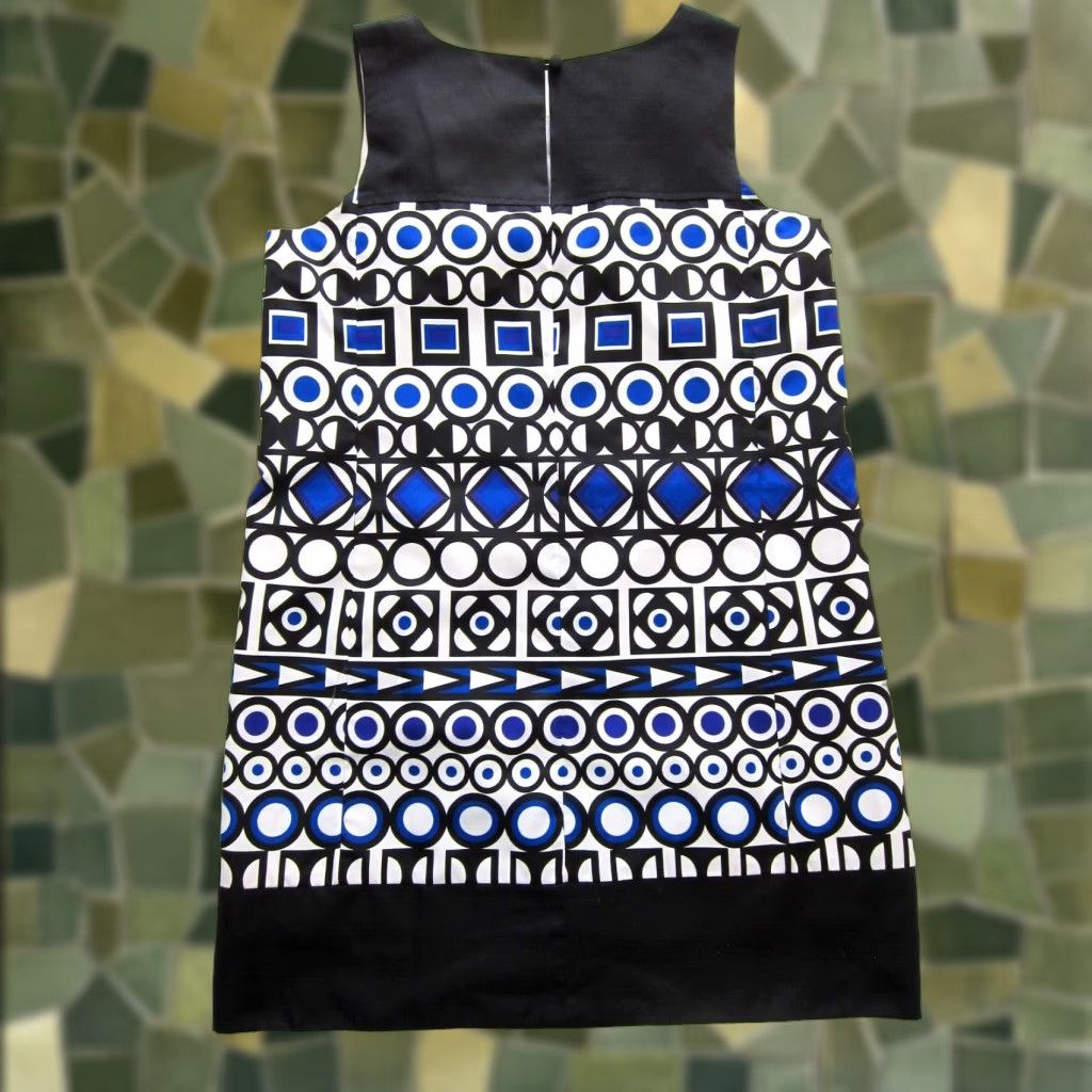 Vintage Mark. Black Blue White Purple Geometric Sleeveless Sheath Shift Tunic Dress L Womens Size L / US 10 / IT 46 - 1 Thumbnail