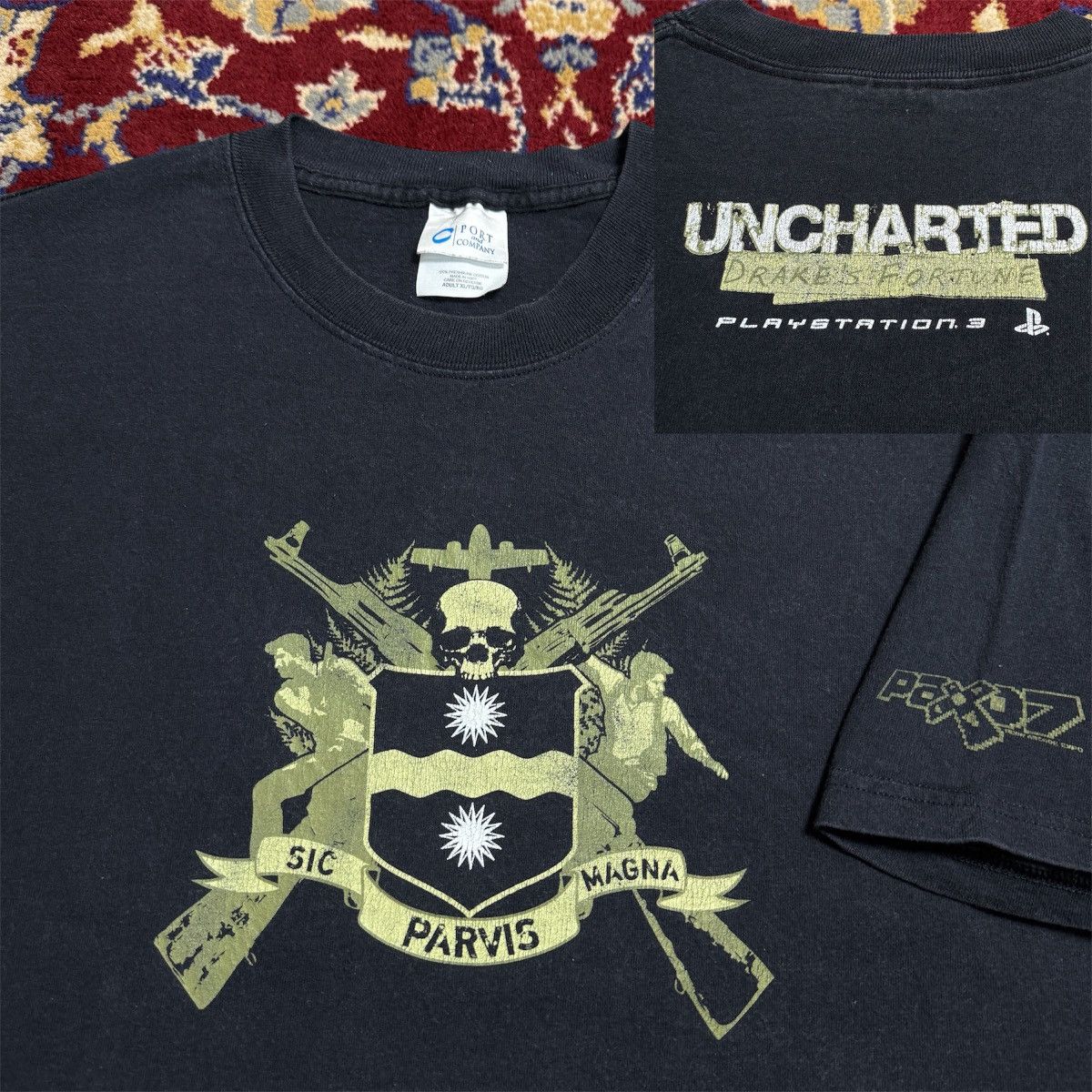 Uncharted 3 Drake’s Fortune video game promo tee 2000s y2k