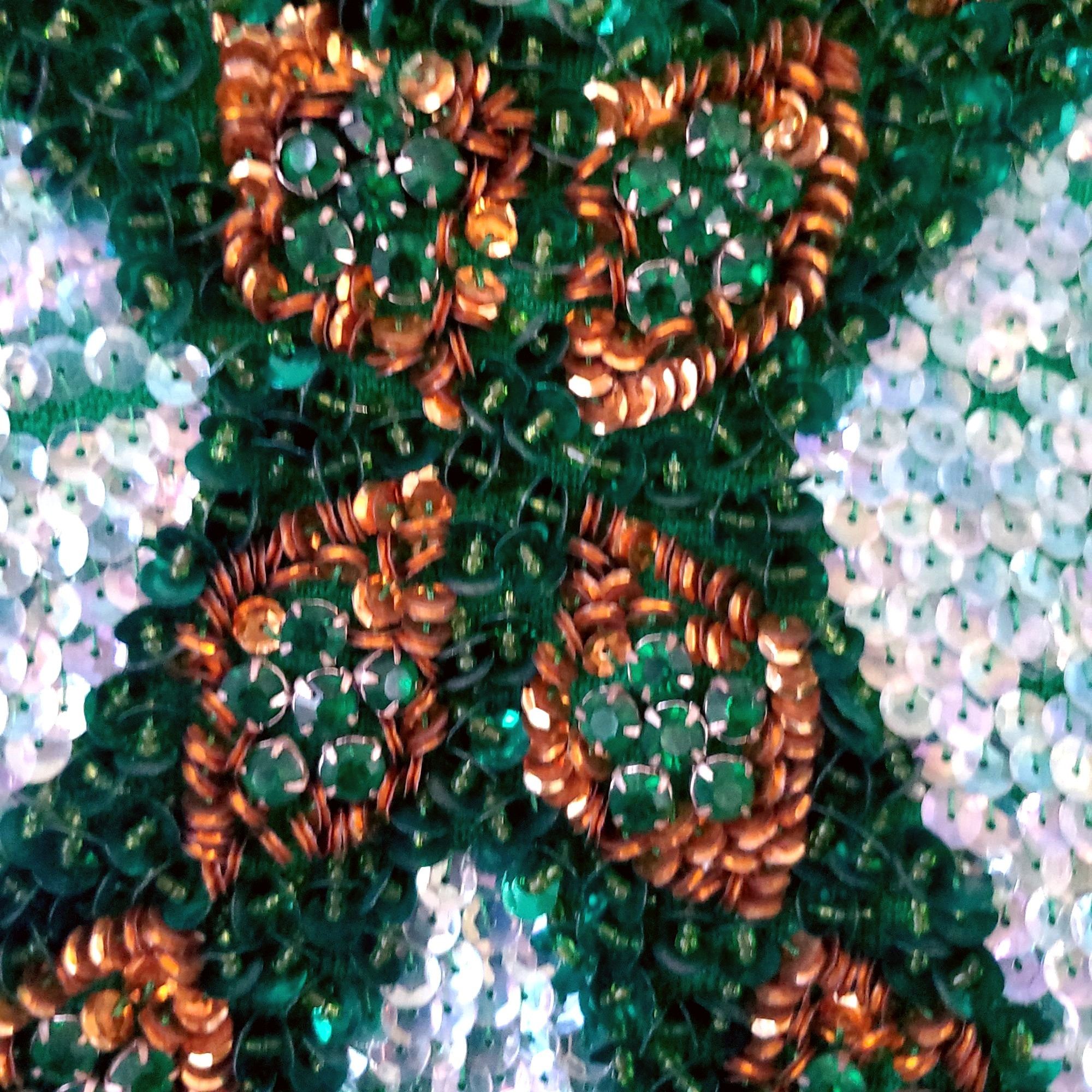 Vintage Vintage Sequin Beaded Green Skirt Set Size L 60s NWOT Cockta Size L / US 10 / IT 46 - 5 Thumbnail