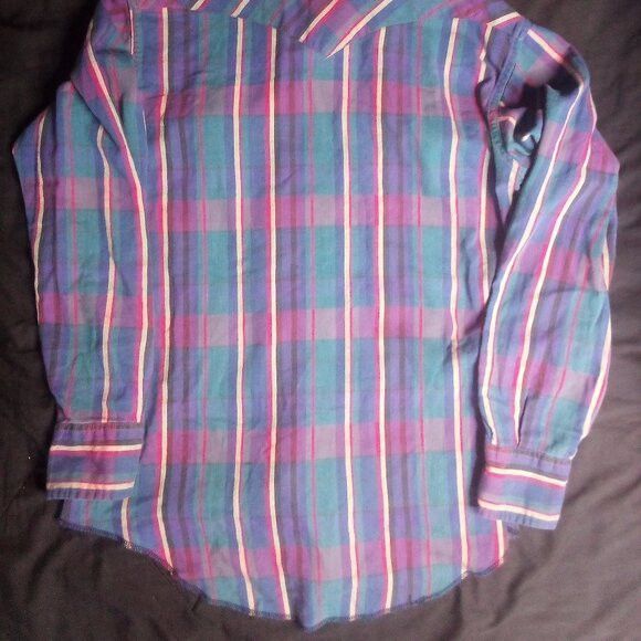Wrangler Vintage Wrangler Plaid Pearl Snap Western Shirt Size US L / EU 52-54 / 3 - 8 Thumbnail