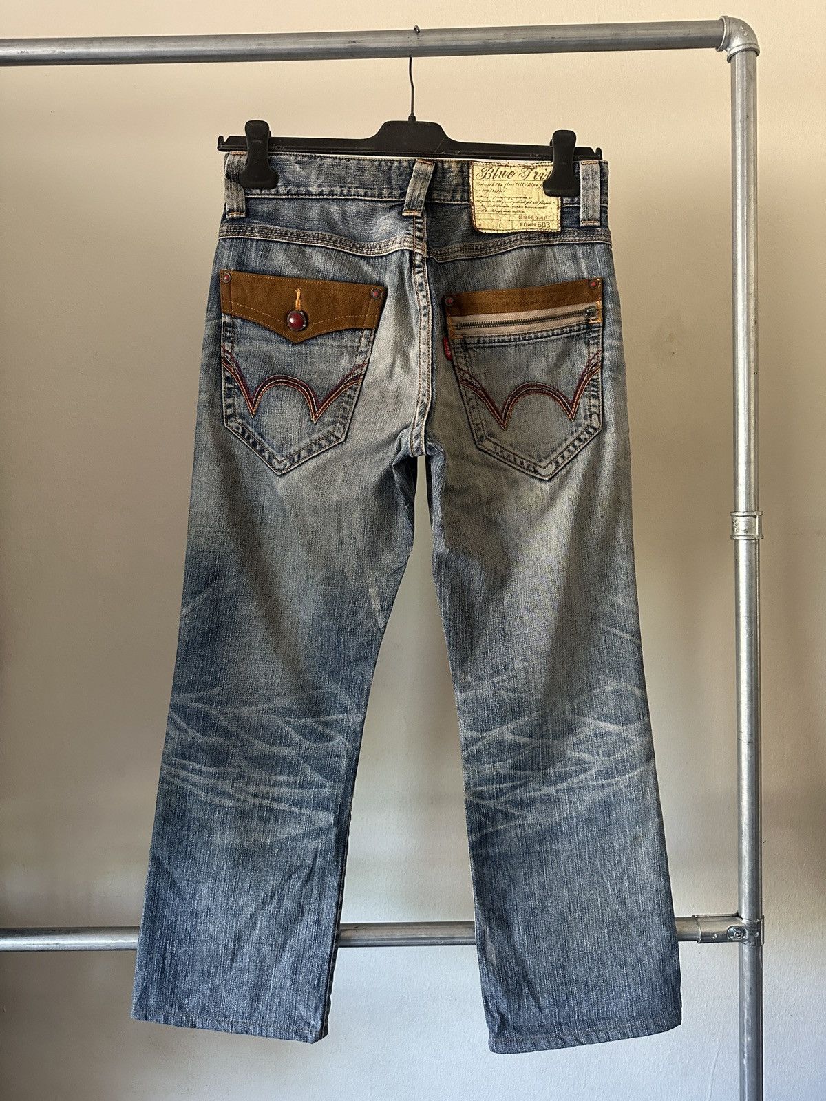 Edwin 2000s Vintage Edwin 503 Blue Trip Blue Faded Jeans Size US 30 / EU 46 - 6 Thumbnail