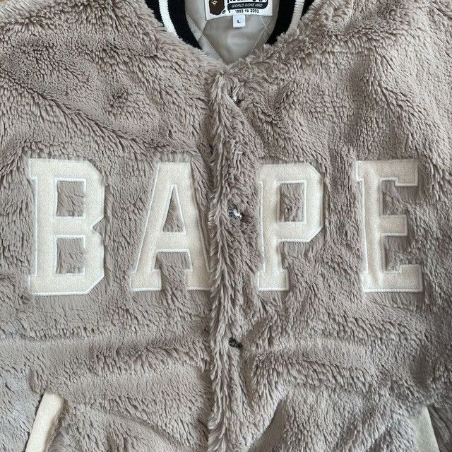 Bape BAPE Logo Fur Varsity Jacket a bathing ape Size US L / EU 52-54 / 3 - 2 Thumbnail