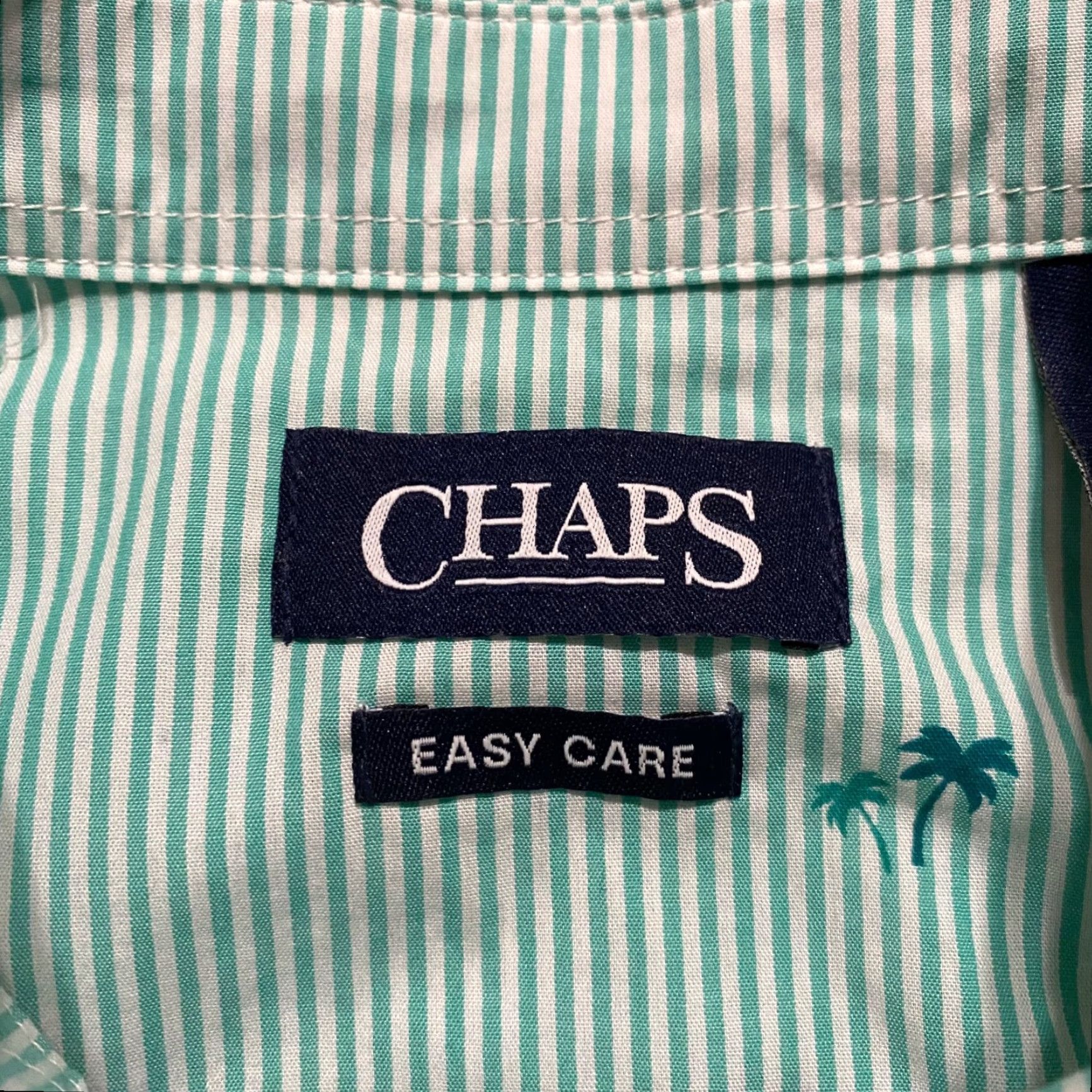 Chaps Chaps Mens Shirt Green Striped Tropical Button-Down Easy Care Shirt Adult Large Nike Size US L / EU 52-54 / 3 - 3 Thumbnail