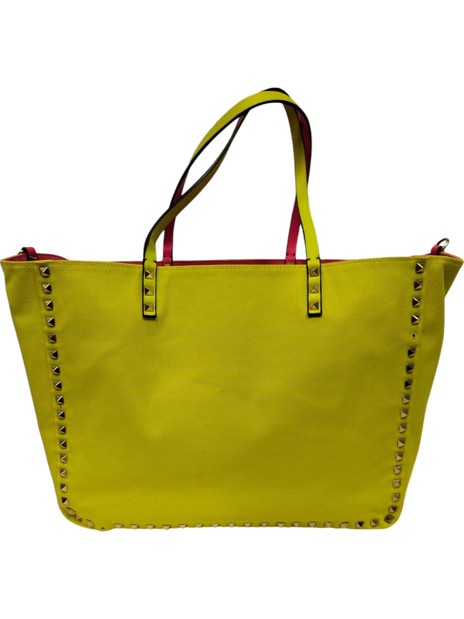 Valentino Yellow And Pink Rockstud Reversible Canvas Tote Bag Size ONE SIZE - 2 Thumbnail