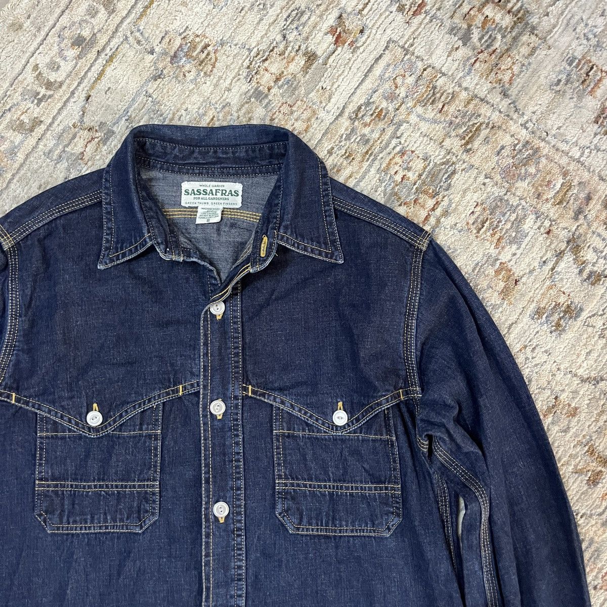 Japanese Brand × Sassafras Sassafras Japan Whole Garden Denim Shirt Size US M / EU 48-50 / 2 - 3 Thumbnail