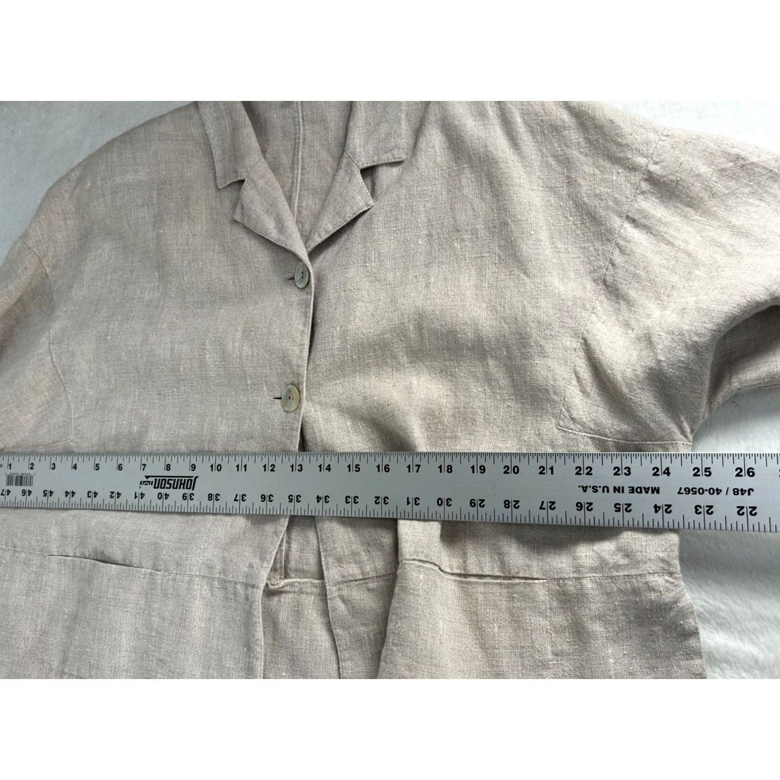 Insight Insight Womens Beige Linen Blazer Medium Short Sleeve Button Front Jacket Size 32" / US 10 / IT 46 - 7 Thumbnail