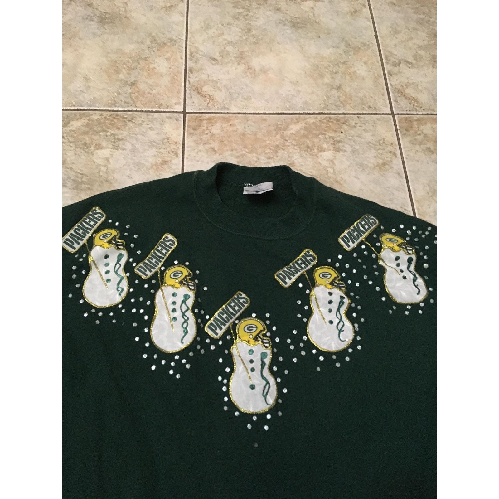 Jerzees Vintage Green Bay packers snowman Christmas Sweater large Size US L / EU 52-54 / 3 - 2 Thumbnail