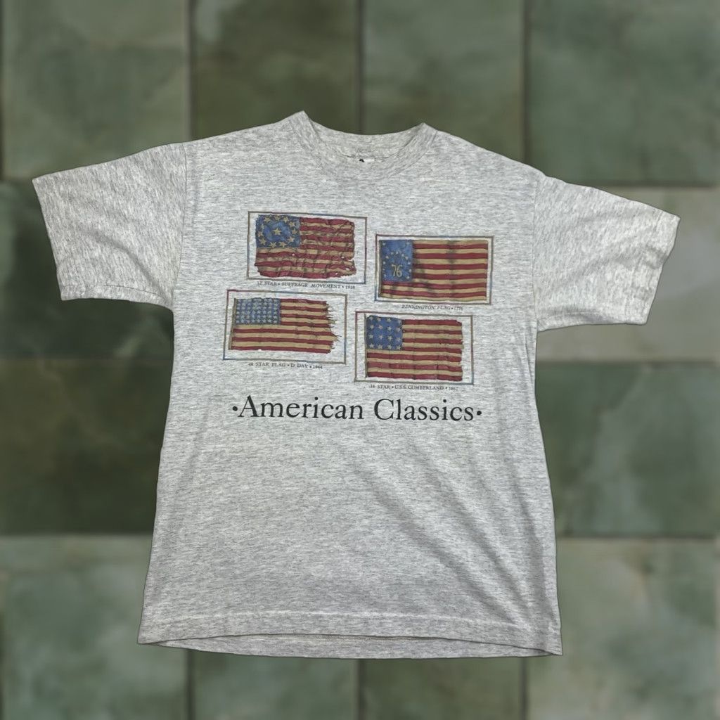 Vintage VINTAGE USA Flags T Shirt Adult M Gray History Y2K 90s Mens T-Shirt Size US M / EU 48-50 / 2 - 1 Thumbnail