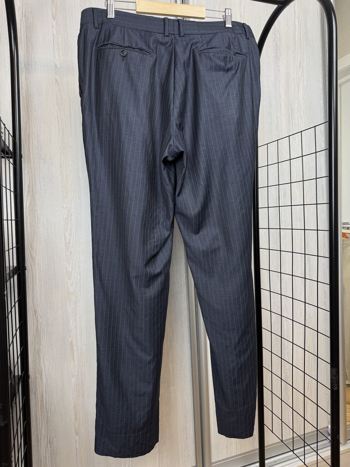 Boggi Boggi Milano vintage wool navy blue striped 3 button suit Size 46R - 16 Thumbnail