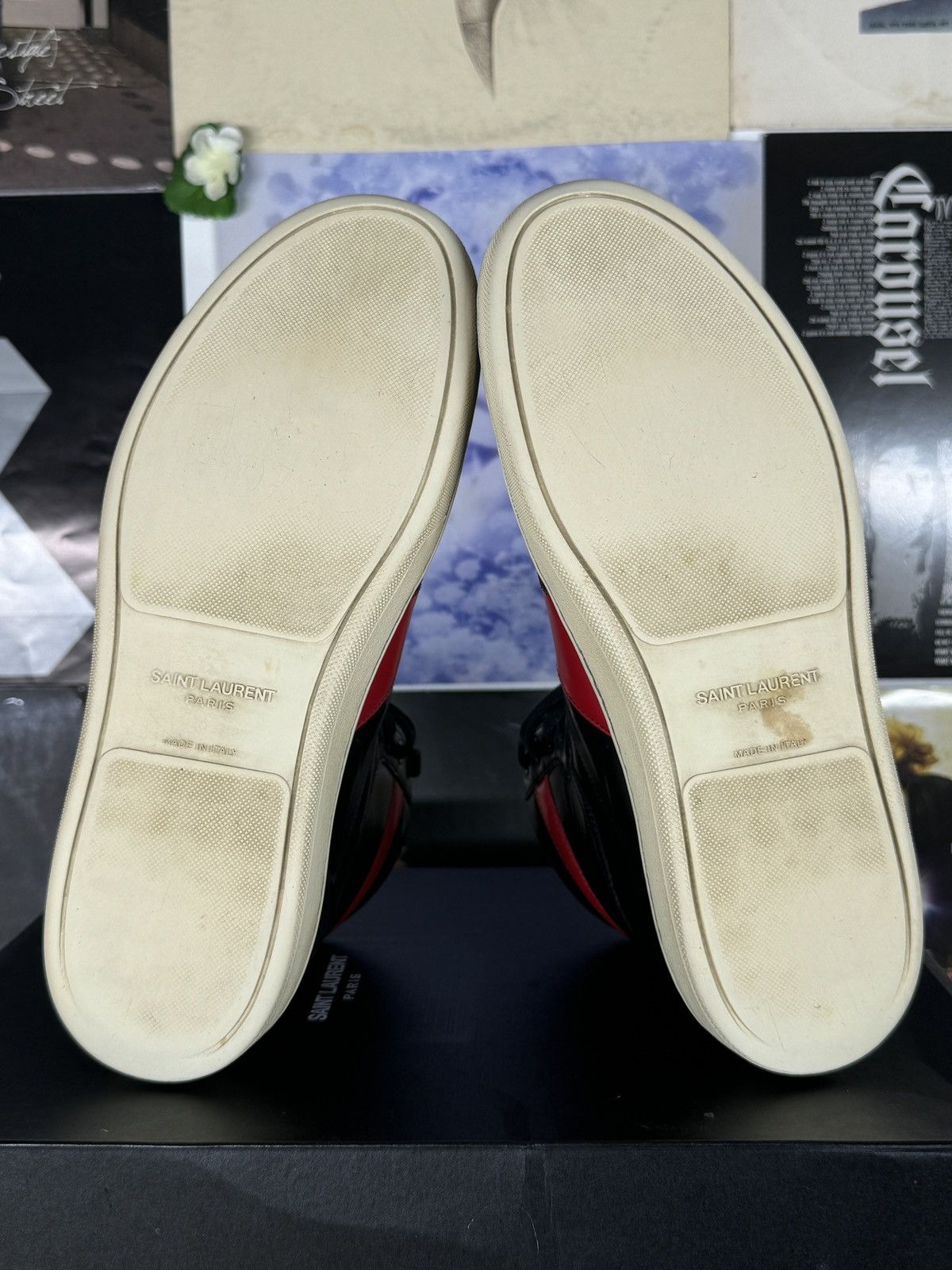 Saint Laurent Paris SL/10H Black/Red Leather High Sneakers Size US 9 / EU 42 - 8 Thumbnail