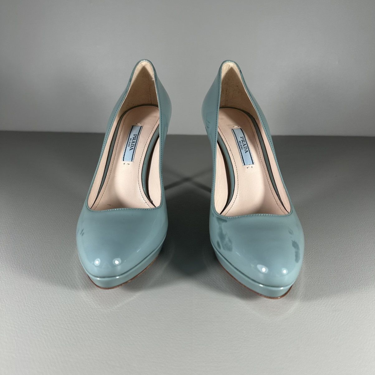 Prada PRADA Milano Pastel Blue Patent Leather Pointed Toe Pumps Size US 6 / IT 36 - 3 Thumbnail