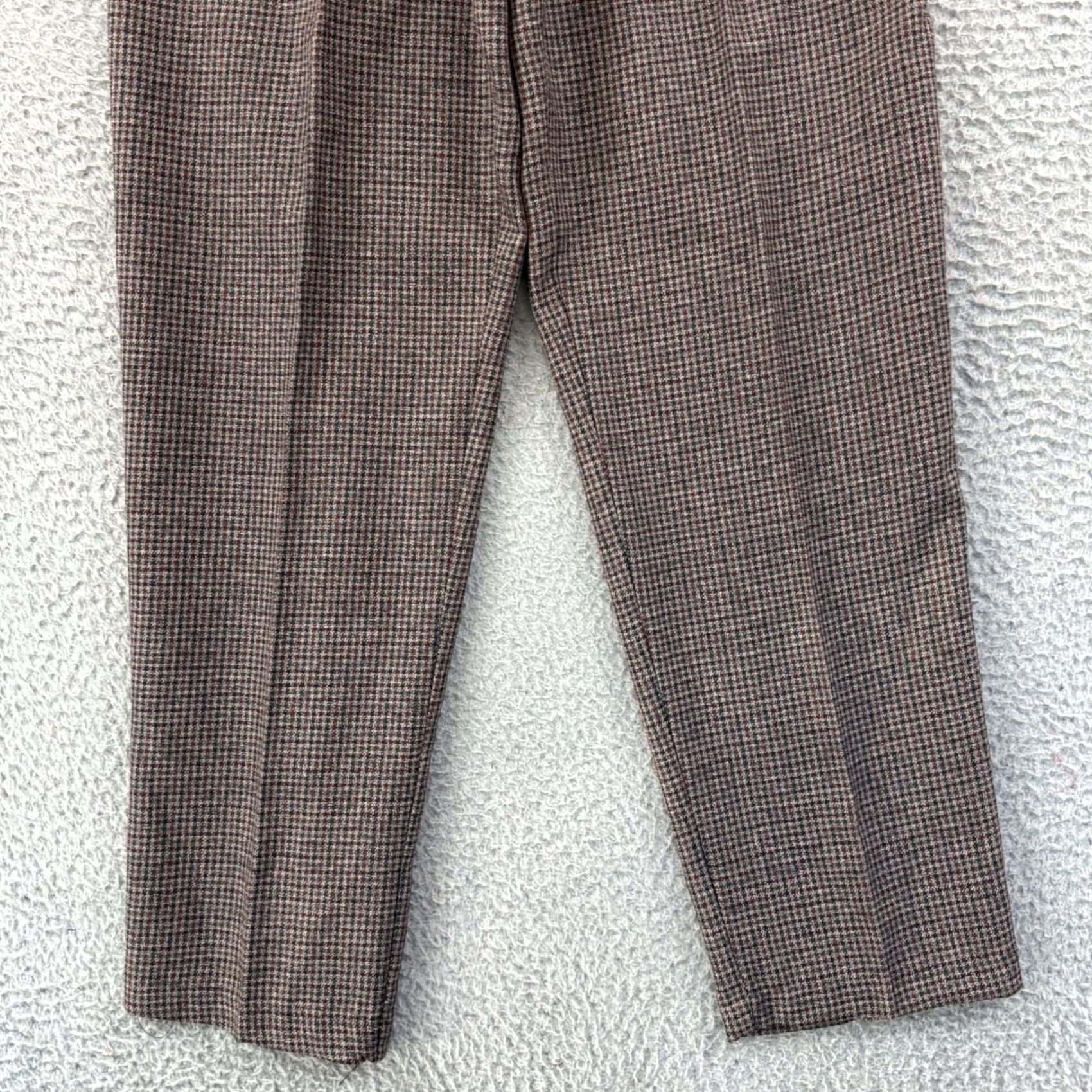 Vintage VINTAGE Briggs New York Pants Women 12 Tapered Houndstooth High Waist Pleated 29" Waist NWT Brown Trousers Size 34" / US 12 / IT 48 - 2 Thumbnail