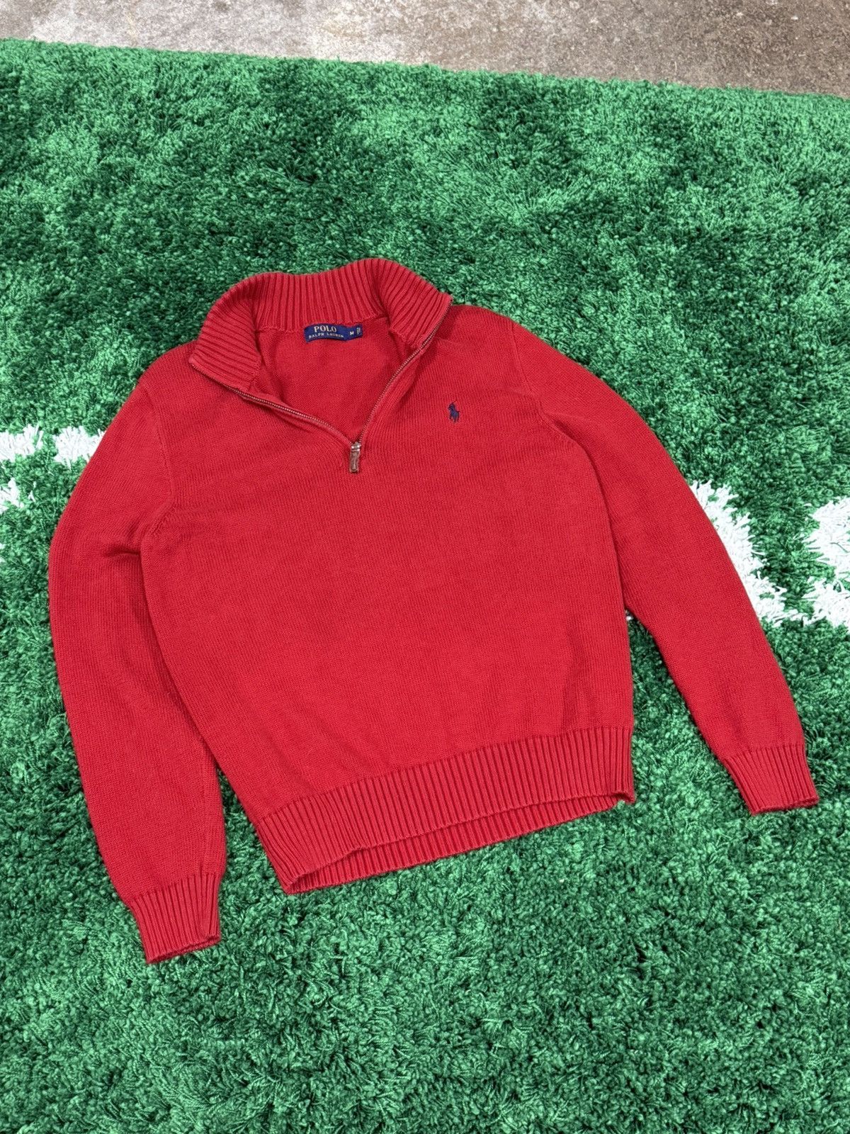 Polo Ralph Lauren Polo Ralph Lauren Red Knit Sweater Quarter Zip Logo Medium Size US M / EU 48-50 / 2 - 1 Thumbnail