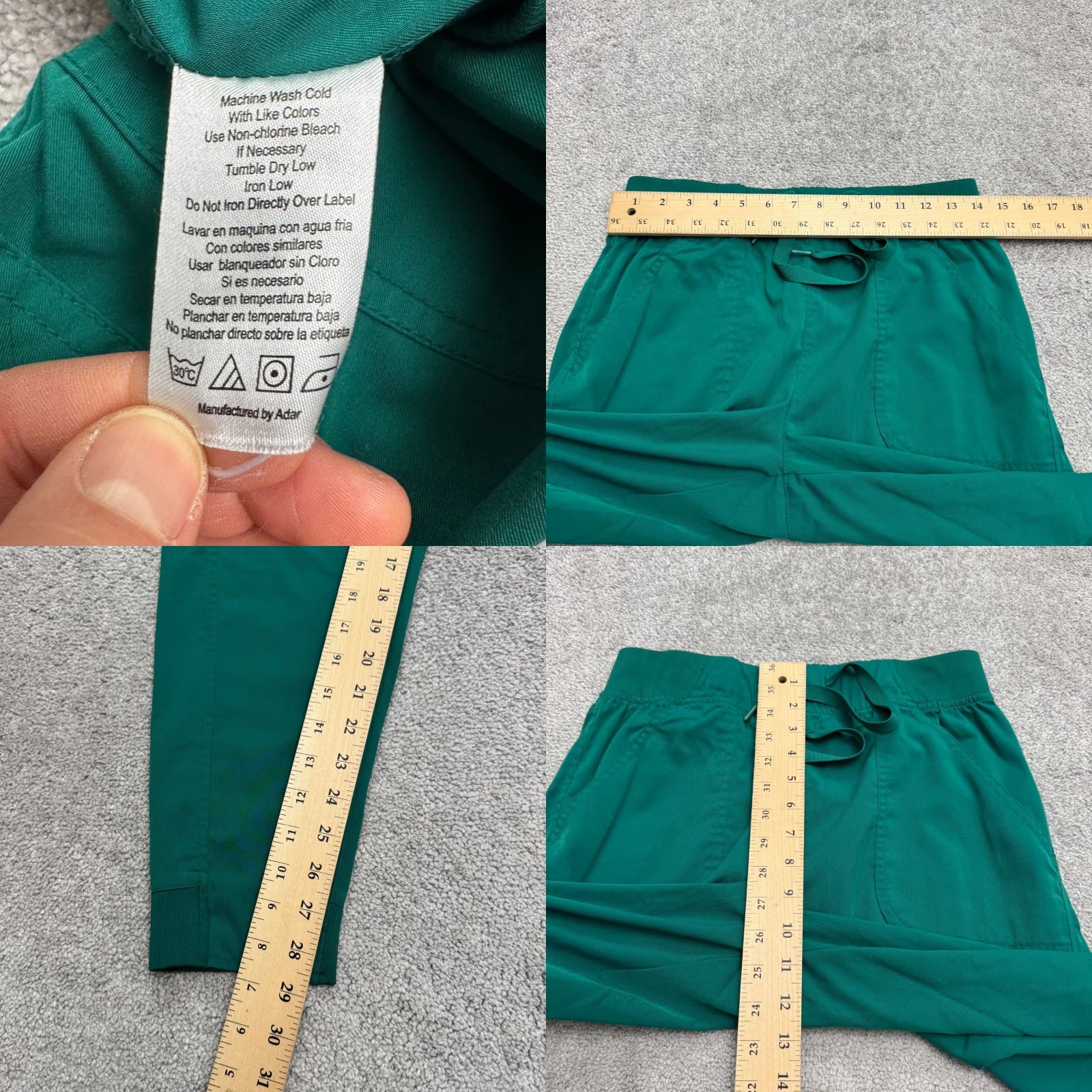 Vintage Adar Pro Jogger Scrub Pants Womens Medium Green Tapered Leg Stretch Medical Work Size 32" / US 10 / IT 46 - 8 Thumbnail