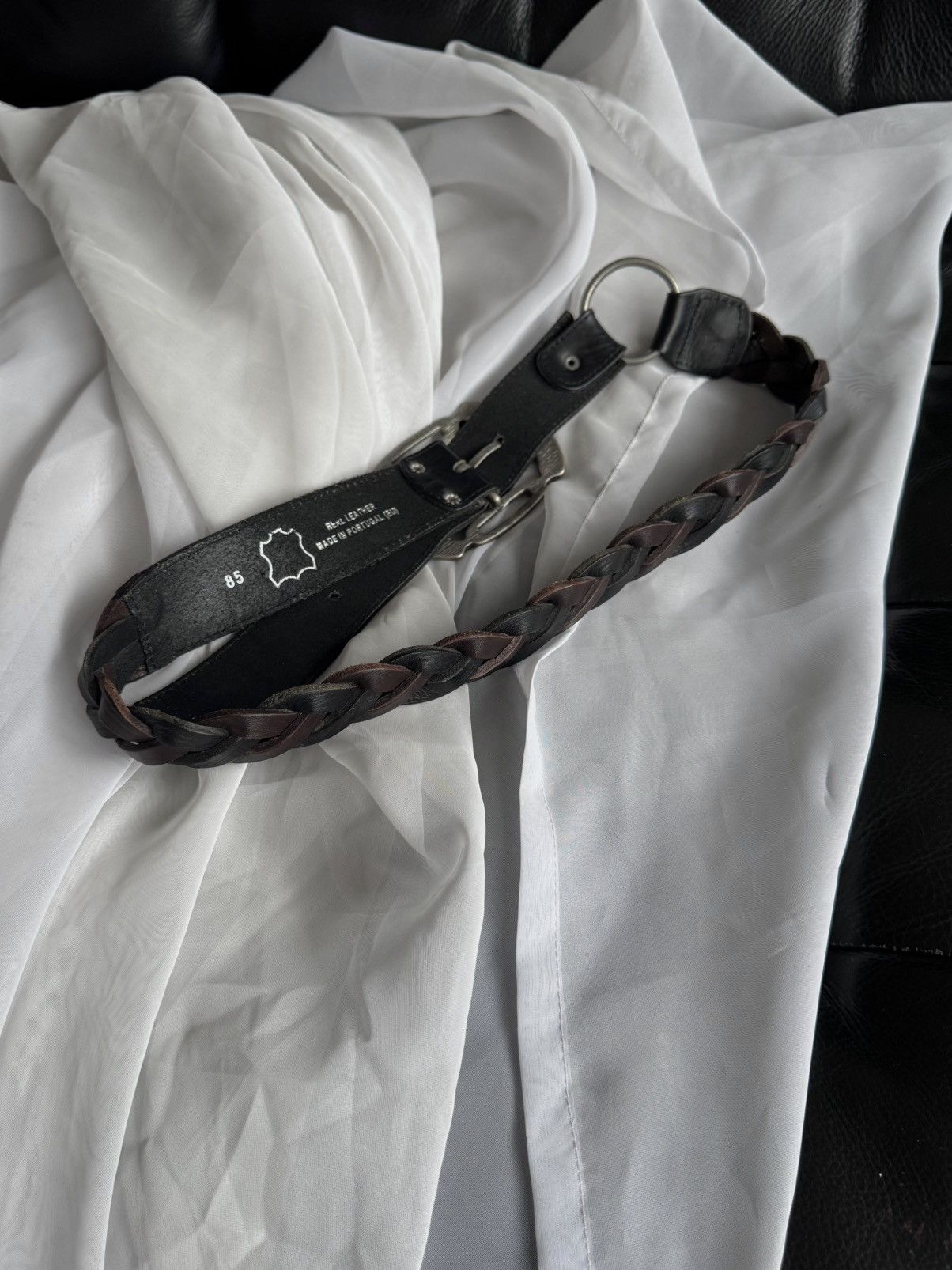 Other La Fee Avant Garde Braided Leather Belt Silver Big Buckle Size ONE SIZE - 2 Thumbnail