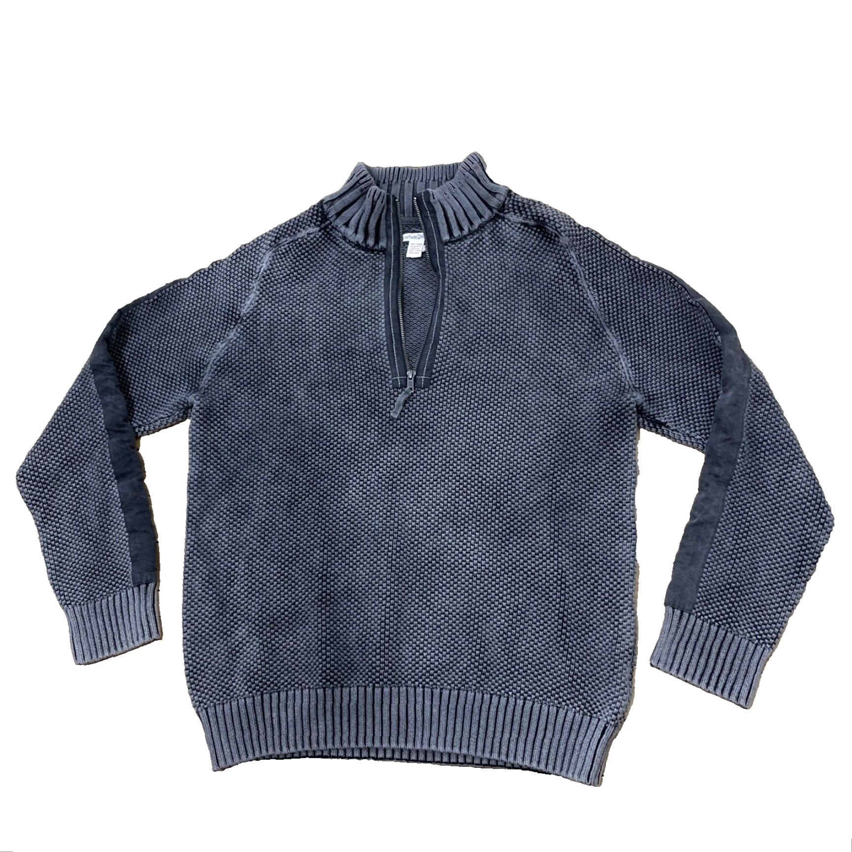 Carbon2Cobalt CARBON 2 COBALT Chunky Waffle Knit Sweater Men L Gray 1/4 Zip Pique Thermal Size US L / EU 52-54 / 3 - 6 Thumbnail