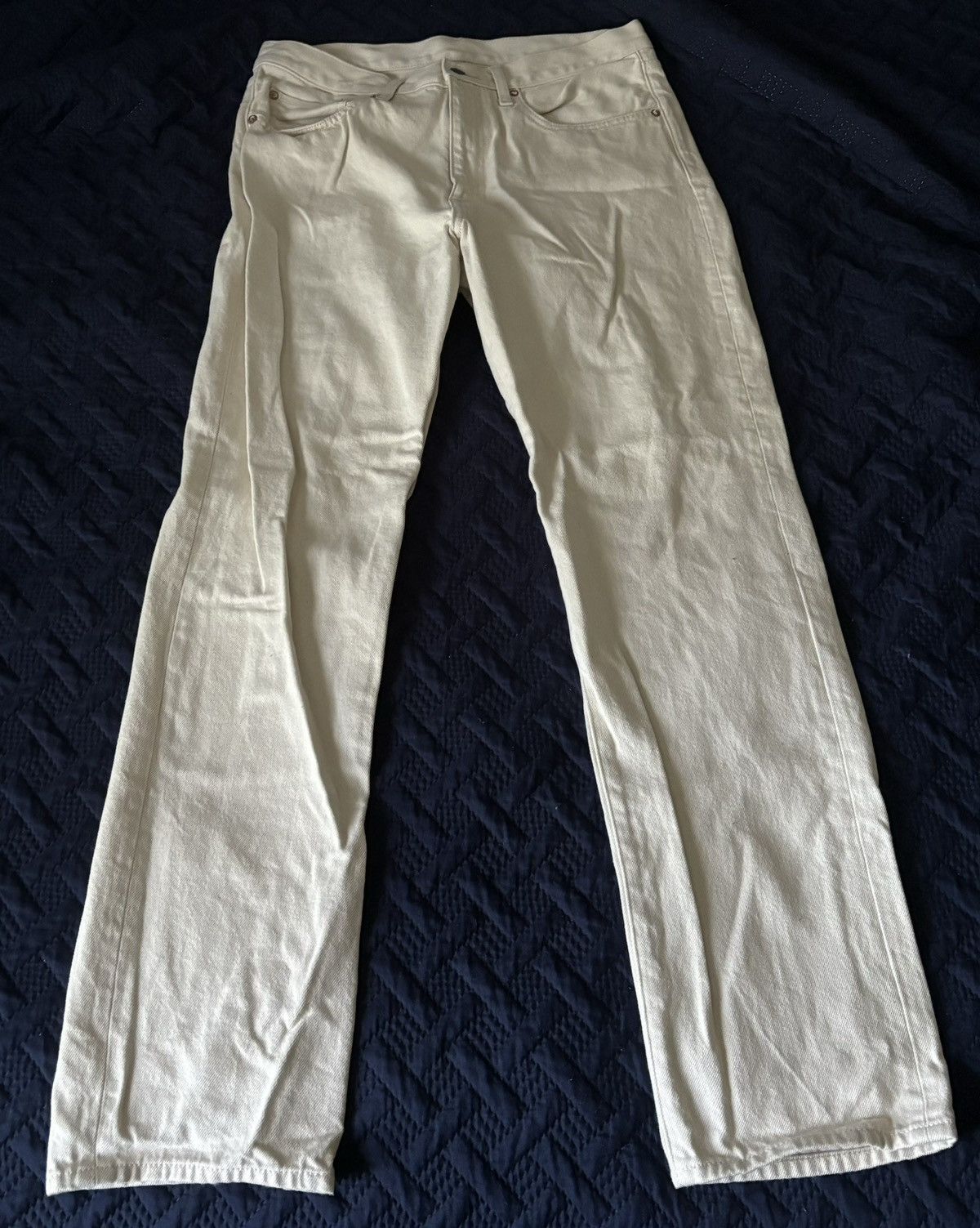 Japanese Brand × Muji Muji Straight Leg Jeans Cream Size US 33 - 1 Thumbnail