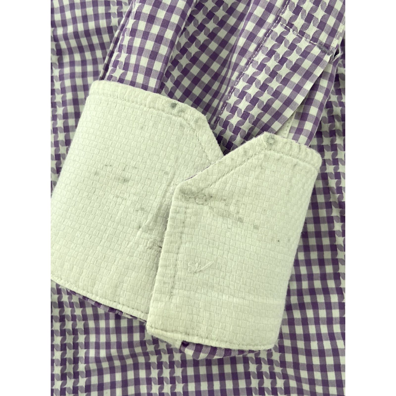 Robert Graham VINTAGE Robert Graham Shirt Adult XL Purple Check Long Sleeve Button-Up Flip Cuff Men's XL Purple Checkered 90s/Designer Mens Size US XL / EU 56 / 4 - 7 Thumbnail