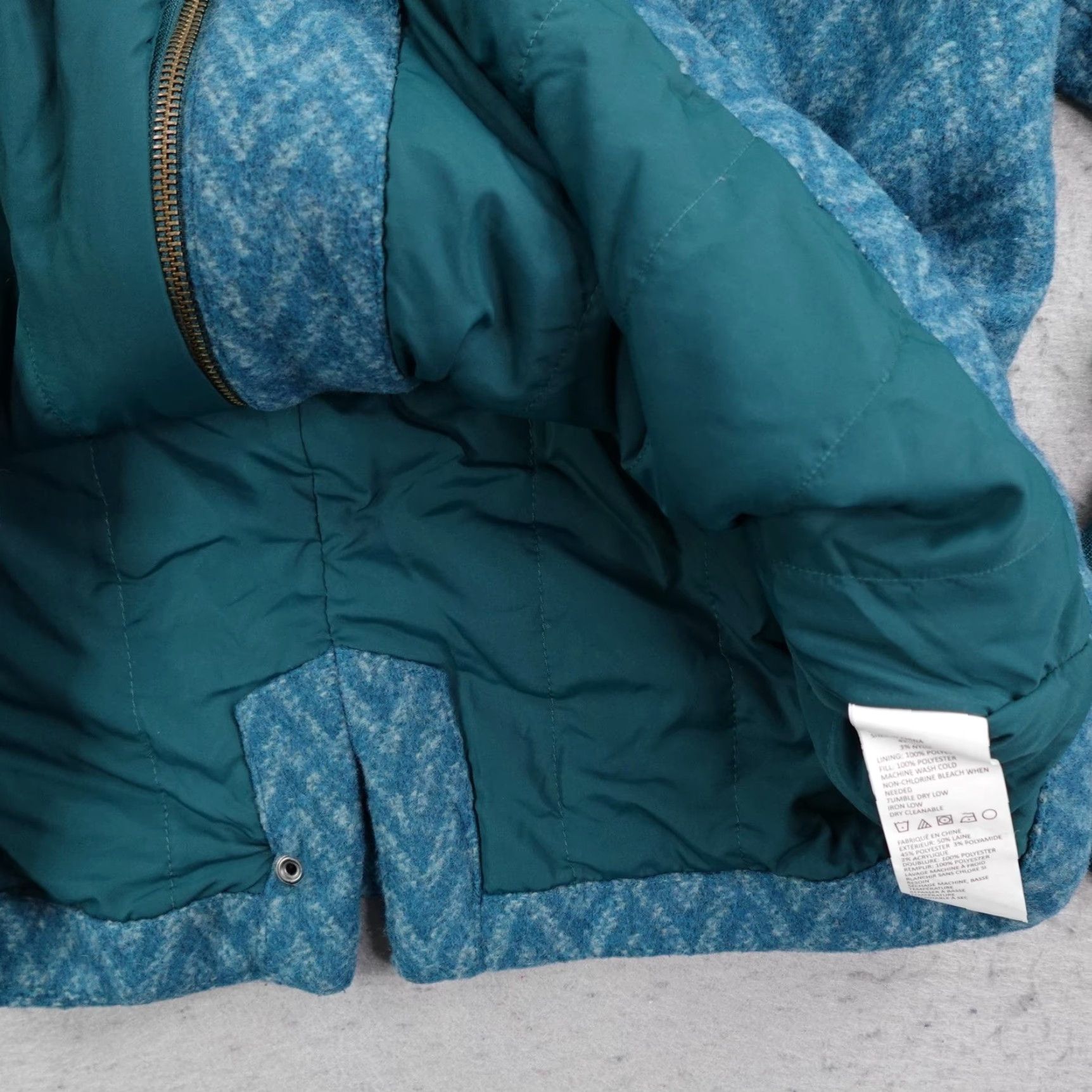 Prana prAna Jacket Women M Blue Teal Lily Wool Blend Chevron Full Zip Women Size M / US 6-8 / IT 42-44 - 7 Thumbnail