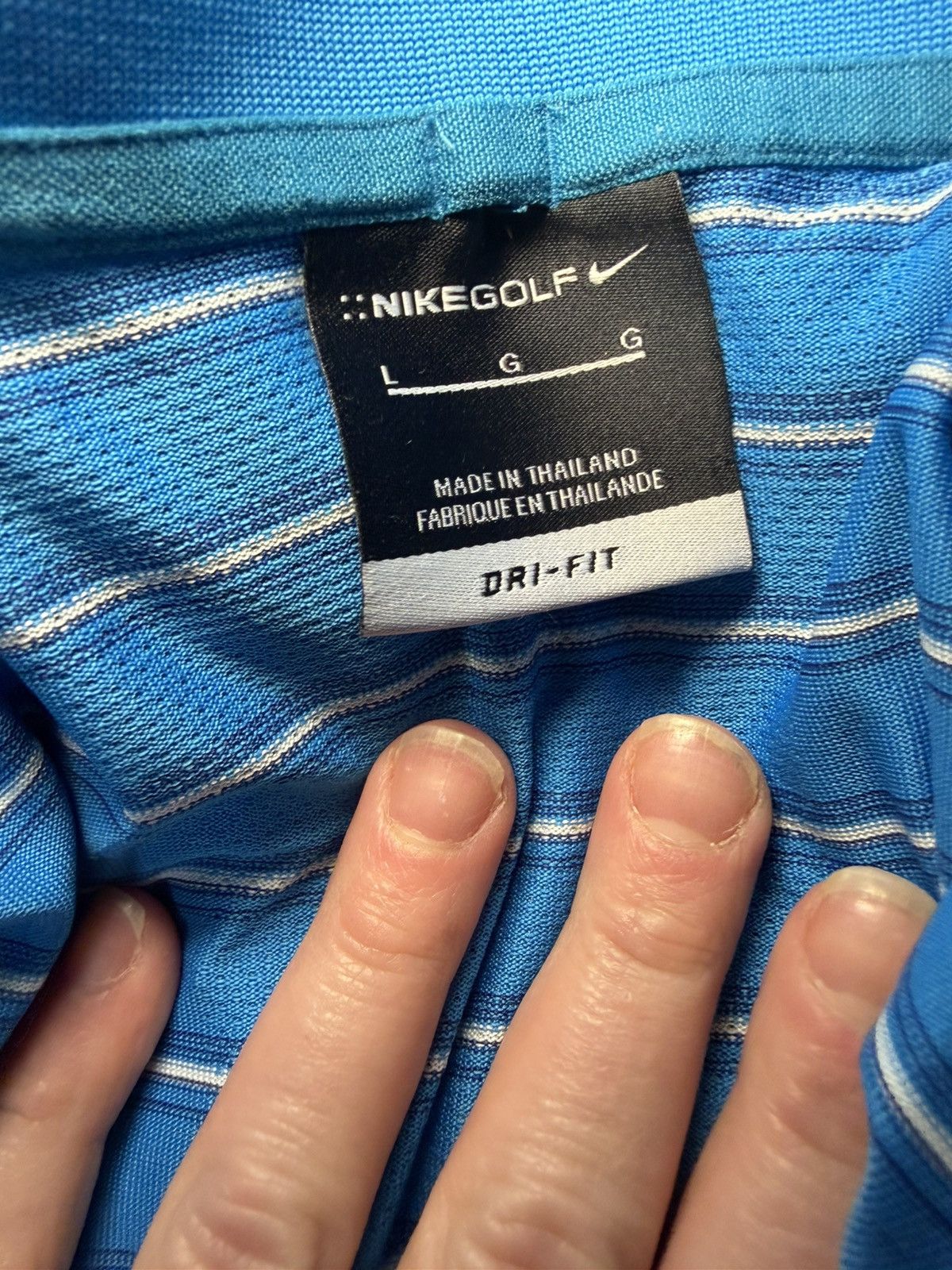 Nike Nike Golf Dri-Fit Blue Striped Polo Shirt Size Large Size US L / EU 52-54 / 3 - 5 Thumbnail