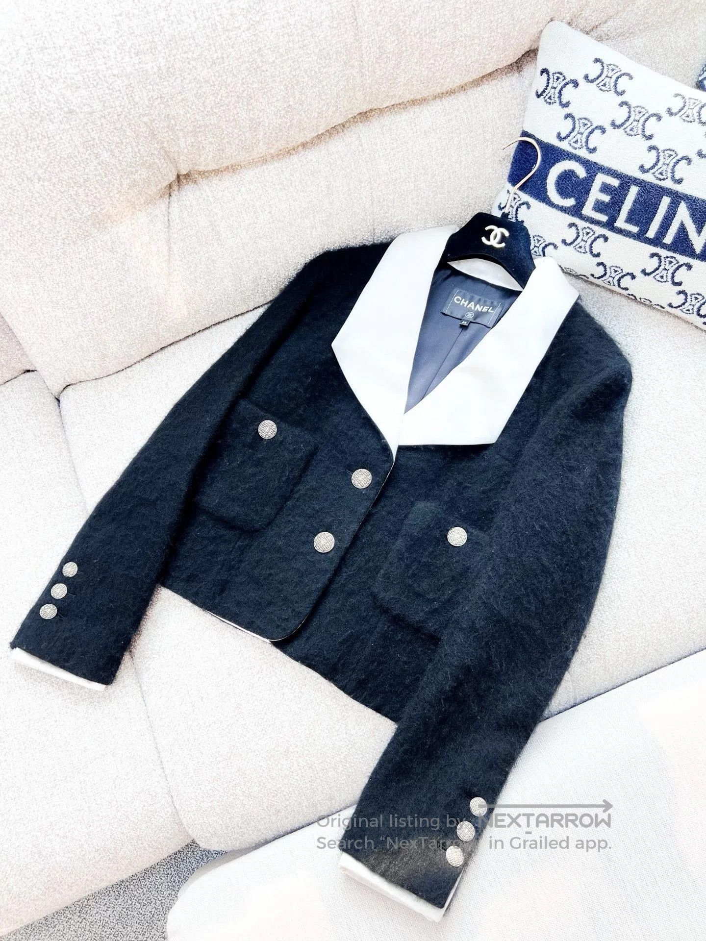 Chanel Chanel 18B Black Mohair Lapel Coat. Size S / US 4 / IT 40 - 2 Thumbnail