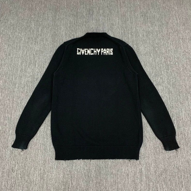 Givenchy Black Destruction Big Logo Knit Sweater XL