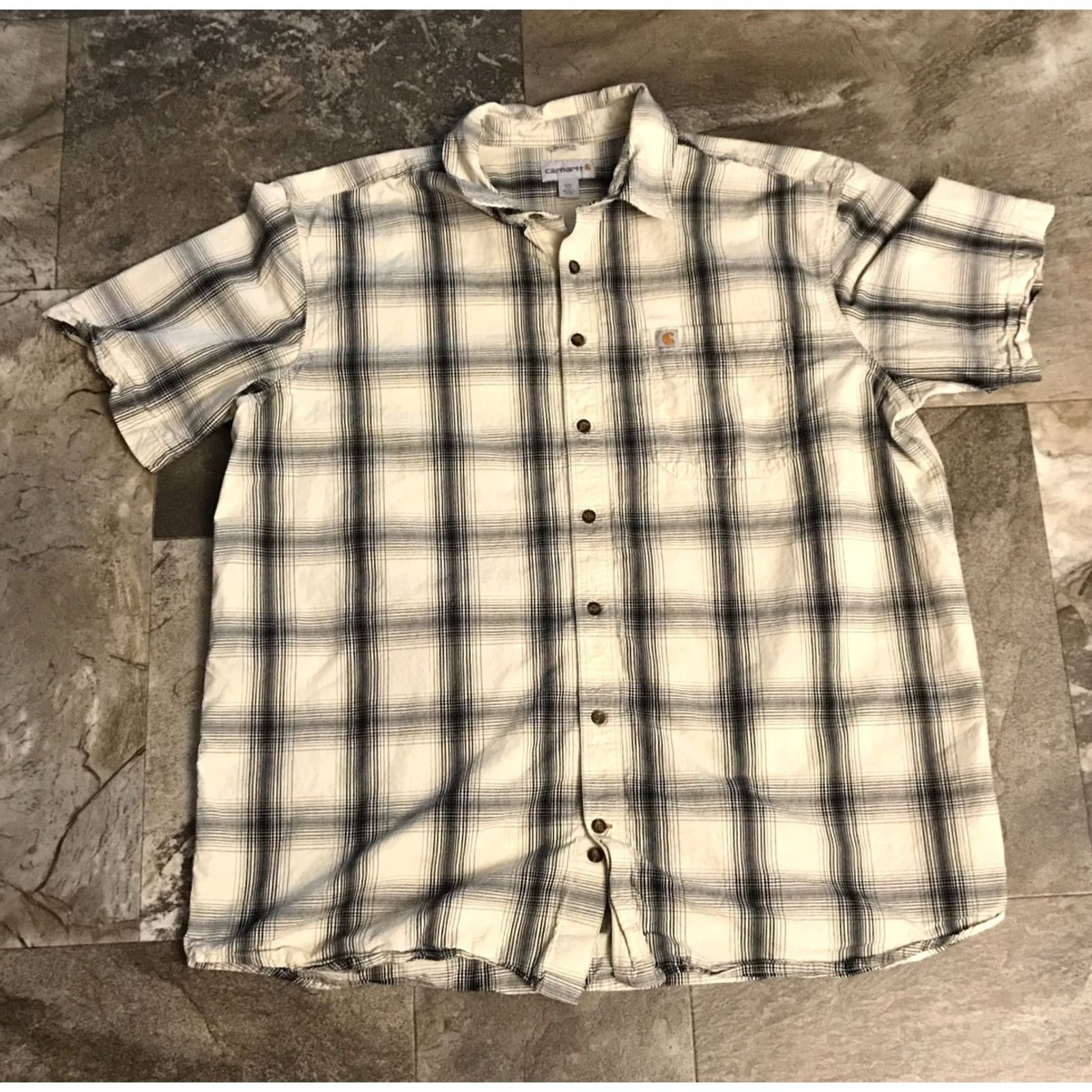 Carhartt Carhartt Button-Up Shirt Mens 2XLT Plaid Relaxed Fit S/S Causal 1489 Size US XXL / EU 58 / 5 - 2 Thumbnail
