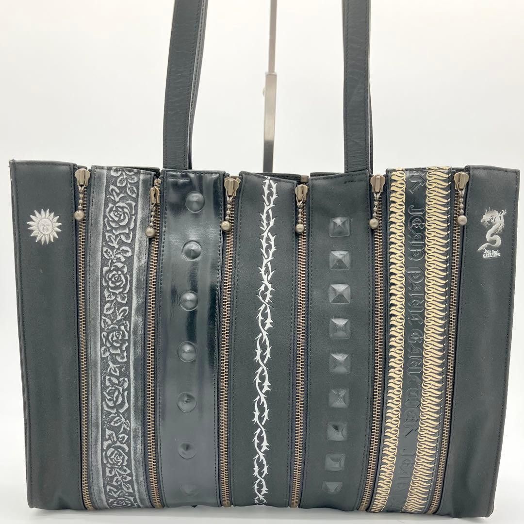 Jean Paul Gaultier JEAN PAUL GAULTIER Ruban Zip Tote Bag with Dragon Pattern Size ONE SIZE - 3 Thumbnail