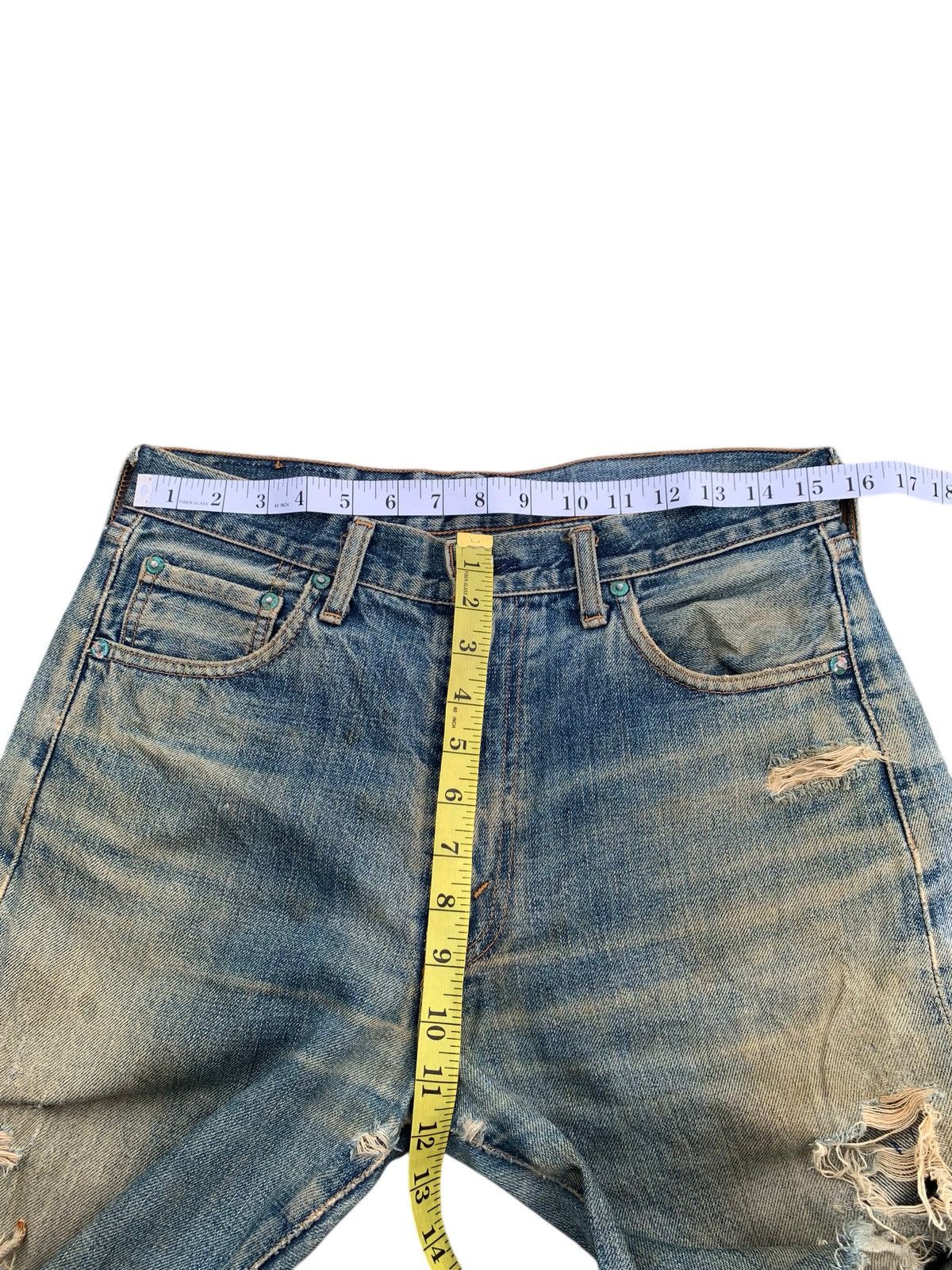 Levi's TRASHER💥VINTAGE LEVIS BIG E SELVEDGE DAMAGE DISTRESSED DENIM Size US 31 - 19 Thumbnail