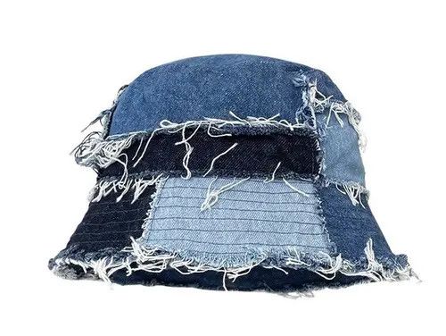 VIBE Denim patchwork distressed bucket hat Size ONE SIZE - 2 Thumbnail