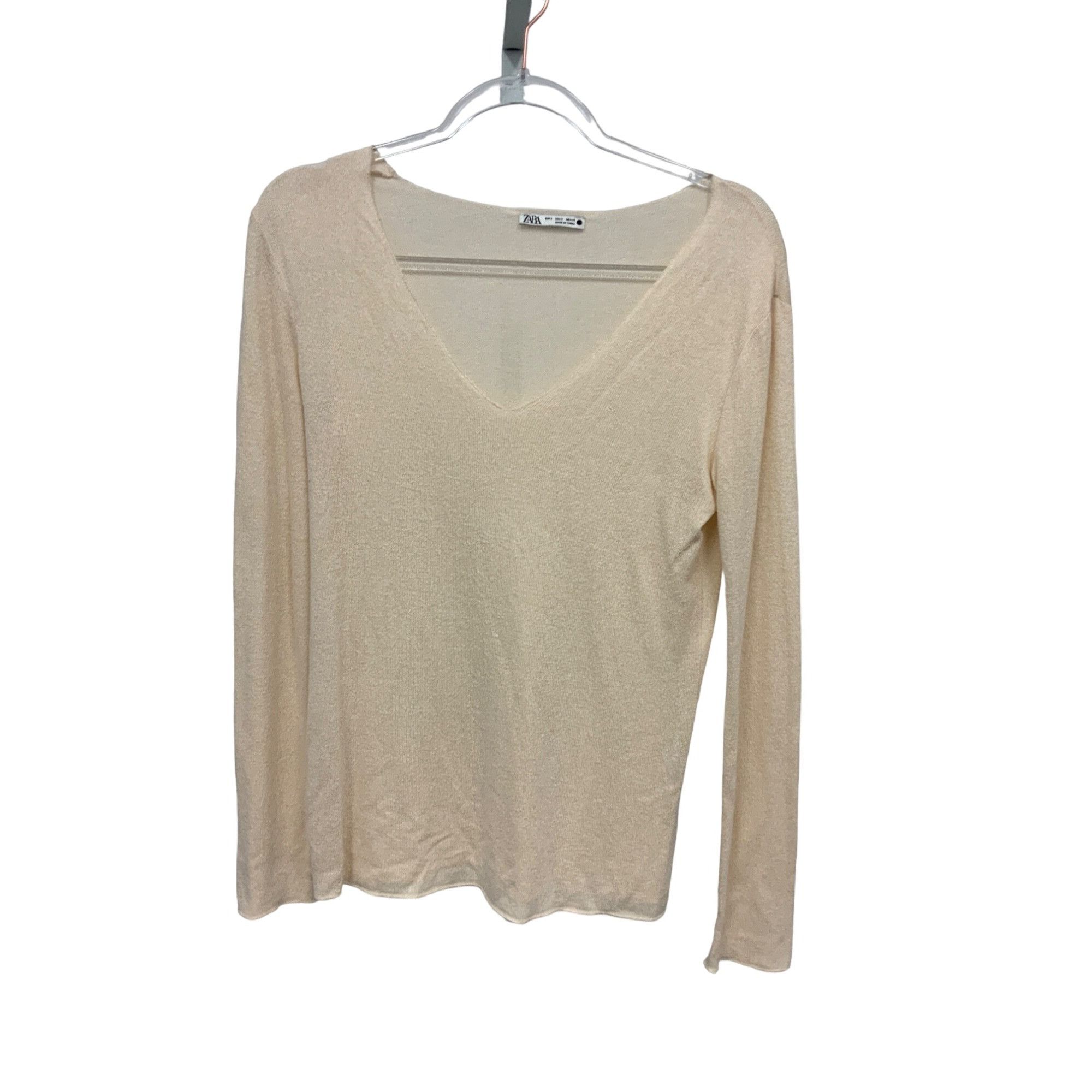 Zara Zara Lightweight Natural Knit V-Neck Sweater Top Size S / US 4 / IT 40 - 1 Thumbnail