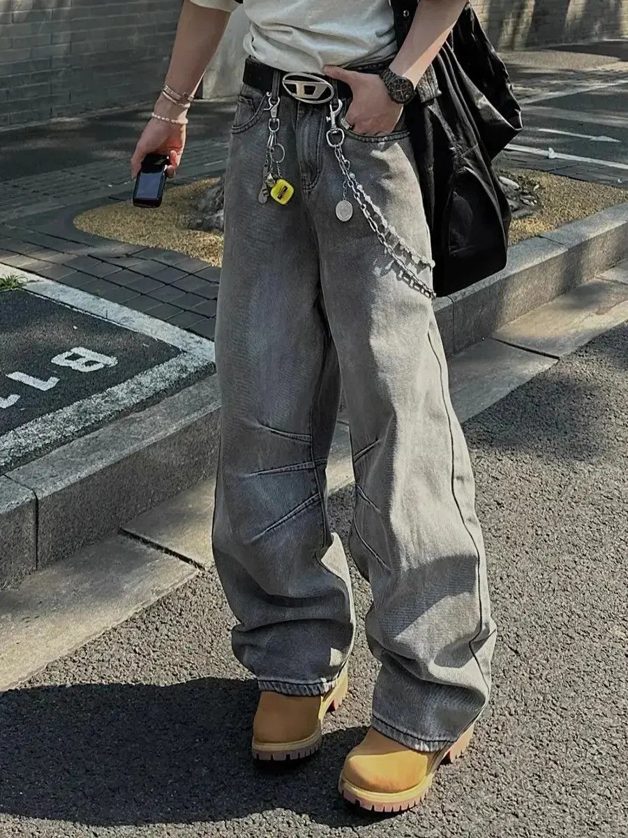 Japanese Brand Loose straight leg washed denim jeans Size US 32 / EU 48 - 4 Thumbnail